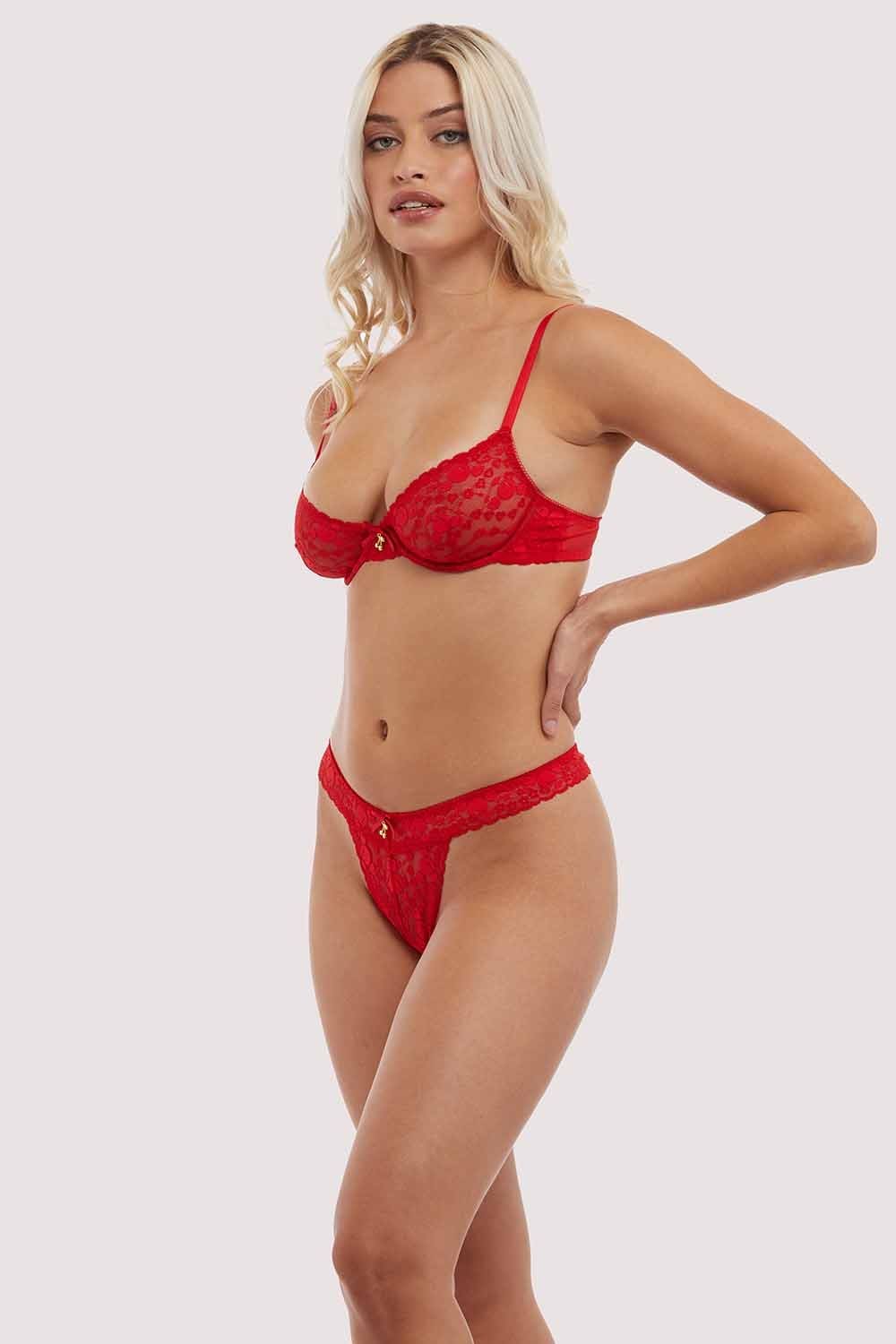 Leomie Red Cherry Plunge Bra - Image 9