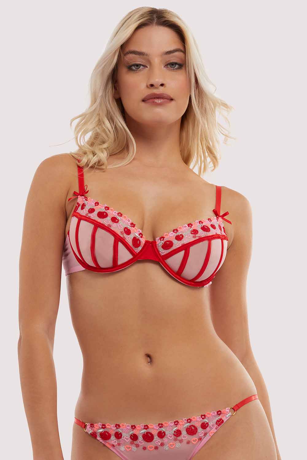 Charli Pink Embroidered Balcony bra - Image 3