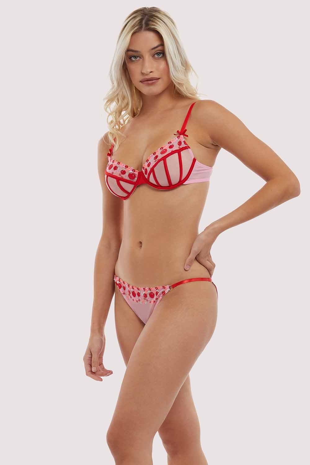 Charli Pink Embroidered Balcony bra - Image 6