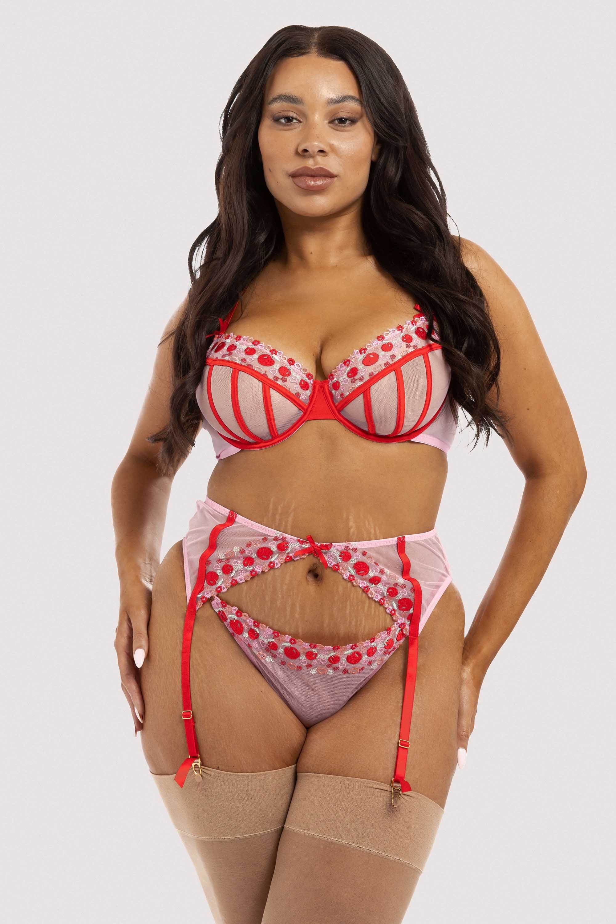 Charli Pink Embroidered Suspender Belt - Image 7
