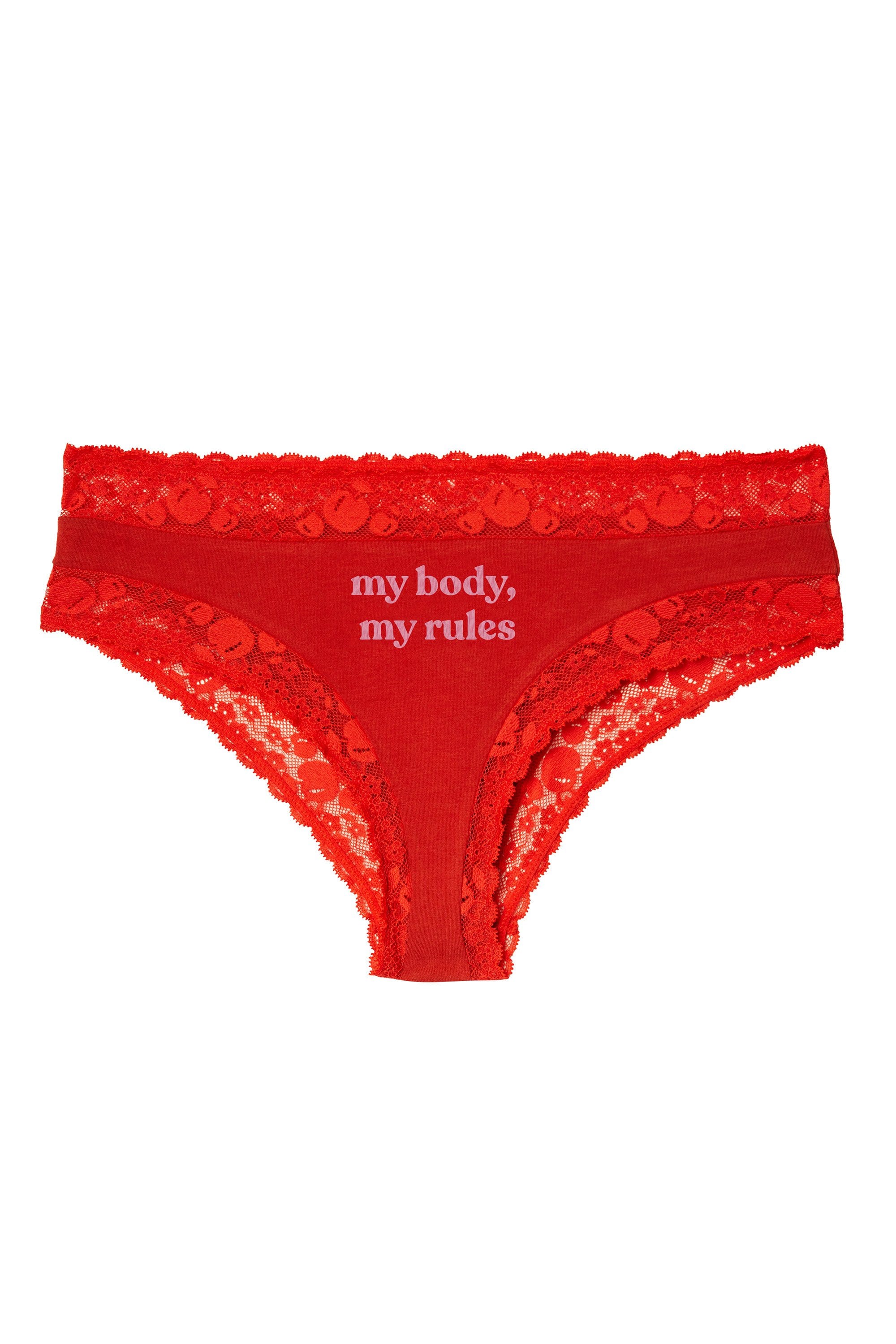 My Body, My Rules Red Embroidered Brief - Image 6