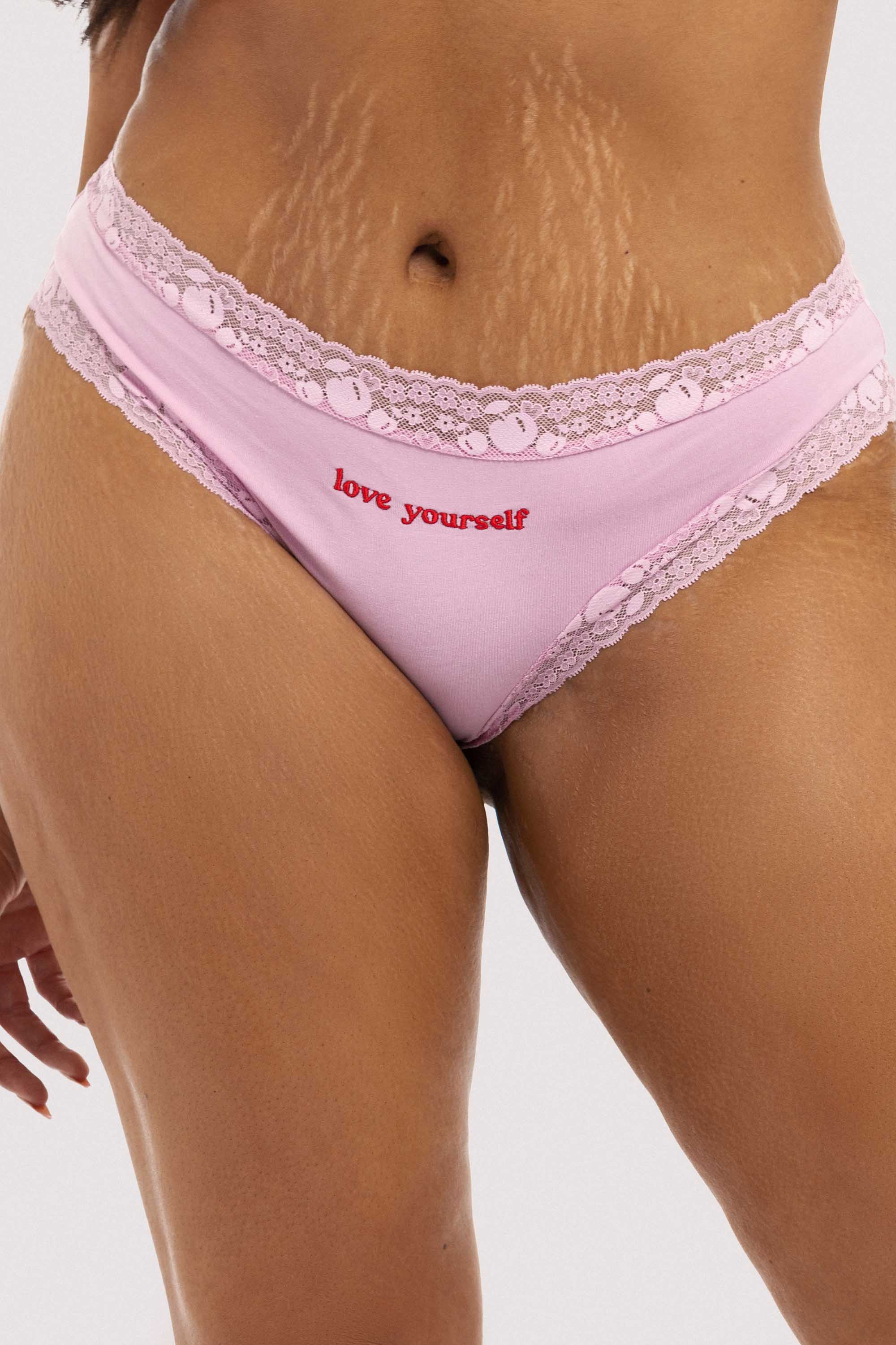 Love Yourself Pink Embroidered Brief - Image 2