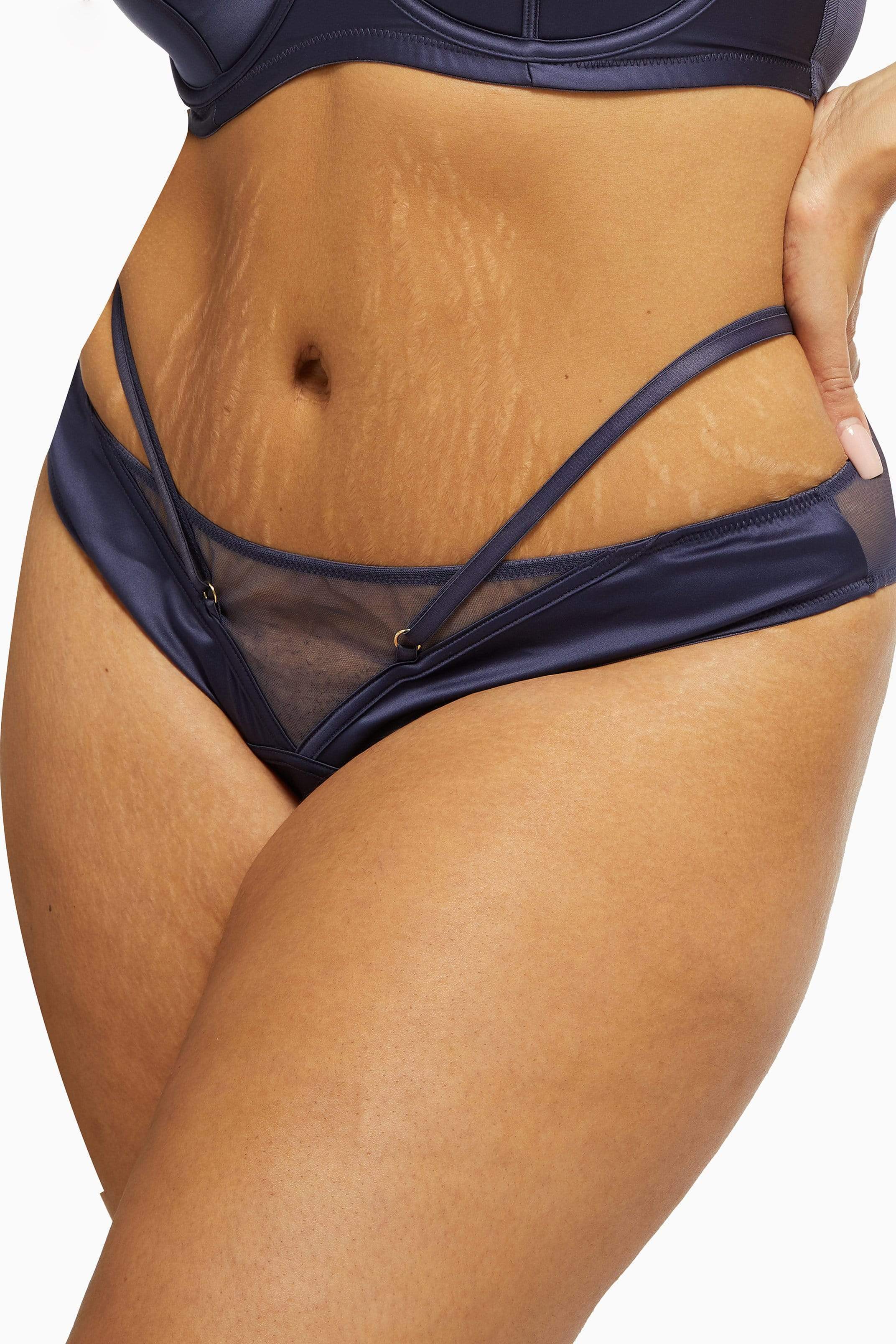 Philly Navy Tulip Satin Thong - Image 13