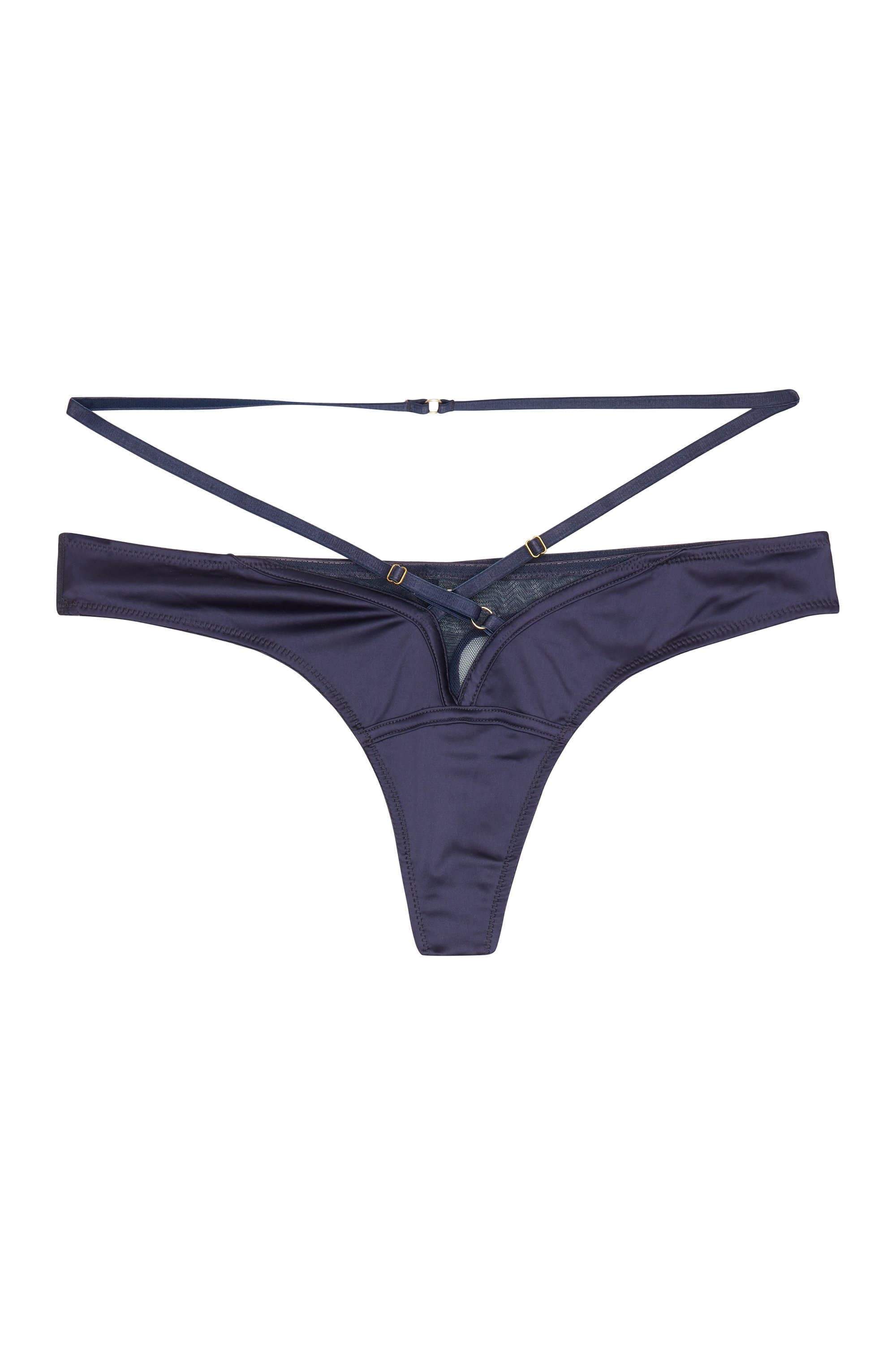 Philly Navy Tulip Satin Thong - Image 14
