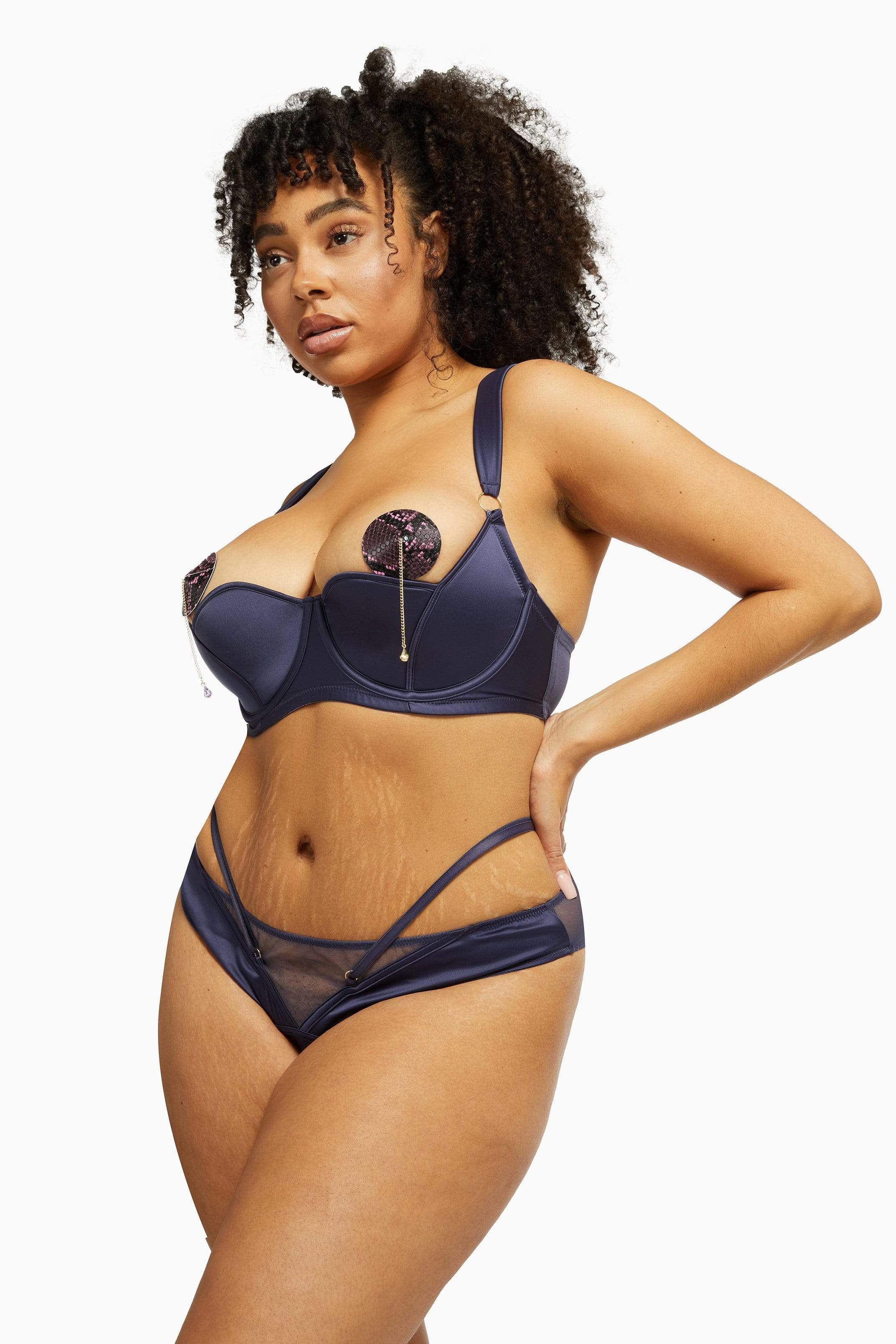 Philly Navy Tulip Satin Thong - Image 15