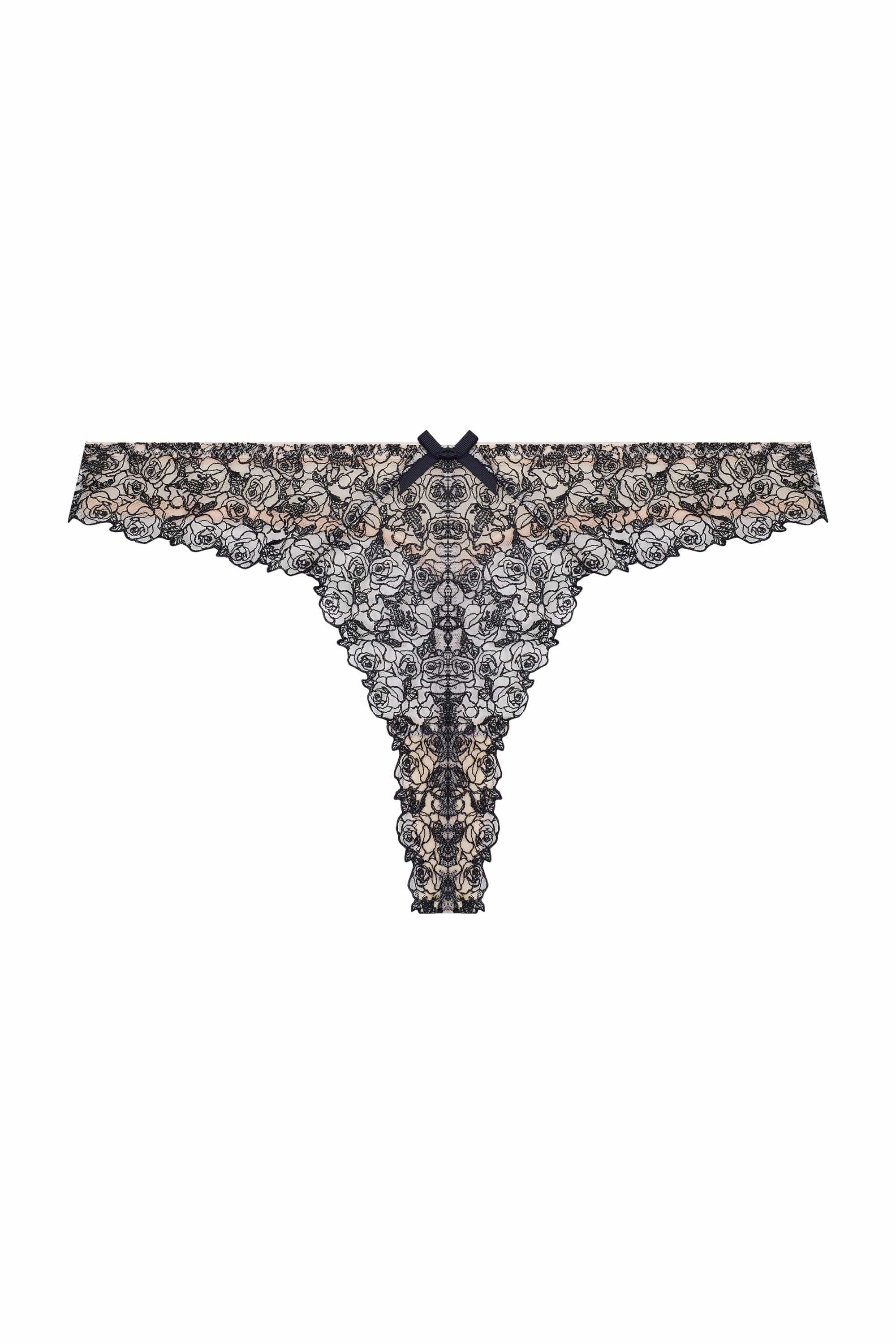 Skull & Roses Embroidery Peach Thong - Image 9