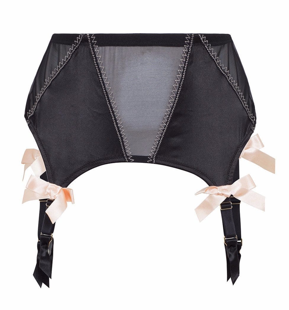 Black/Peach 4 Strap Suspender Belt - Image 3