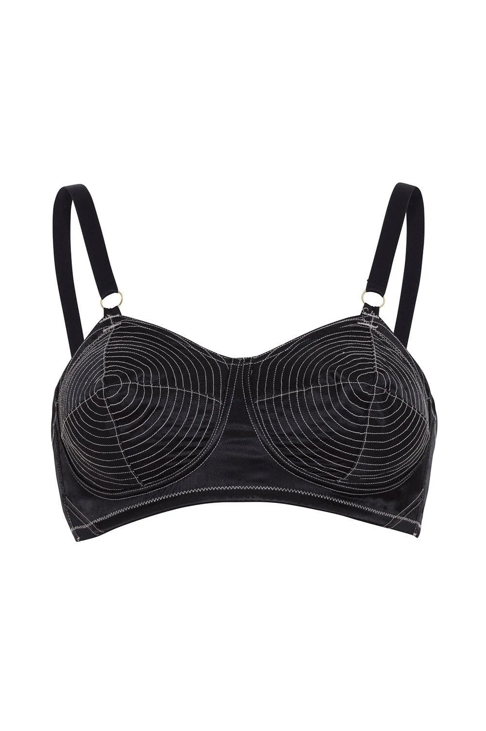 Bettie Page Black/Peach Spiral Stitch Bullet Bra A - DD - Image 2