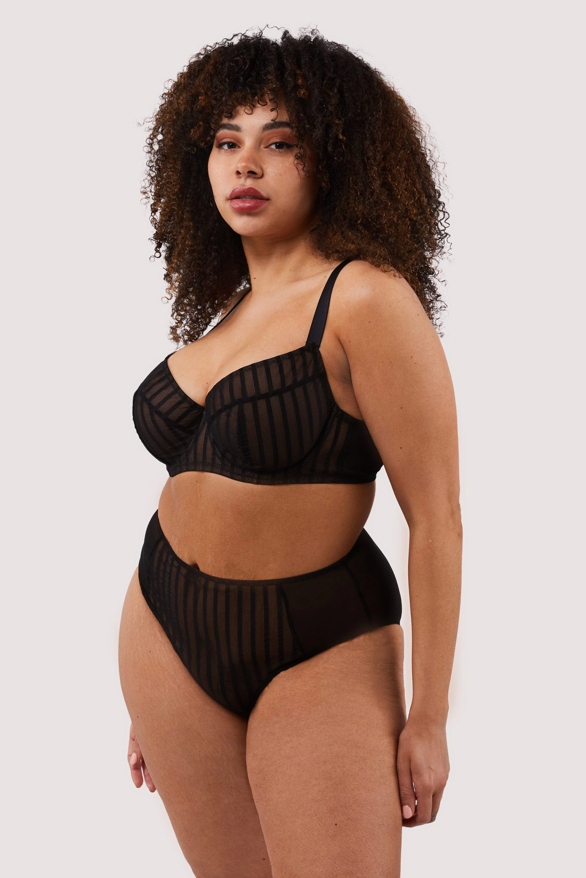 Presley Black Stripe And Lace Trim Bra - Image 5