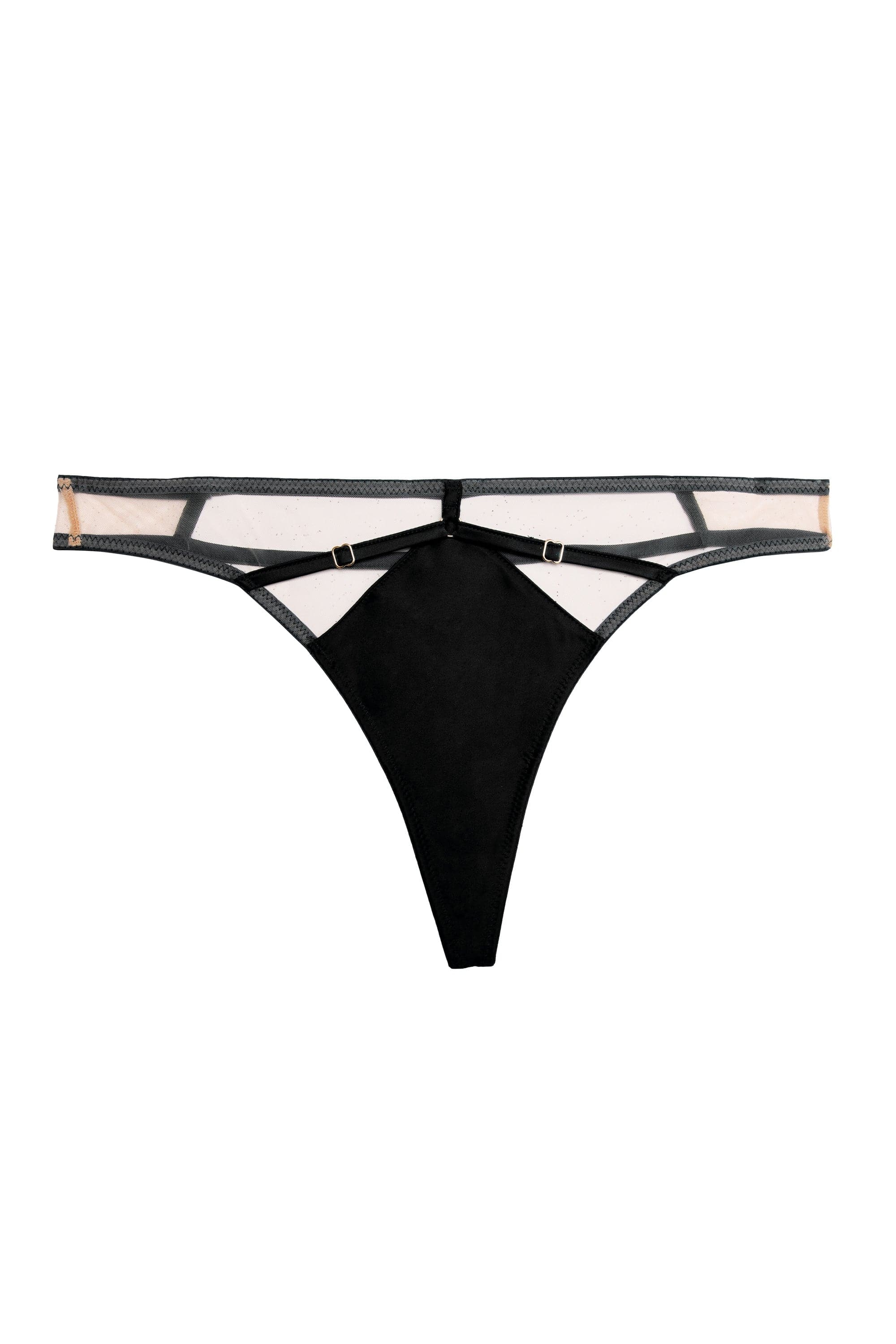 Ramona Black Leatherette Caged Open Back Thong - Image 7