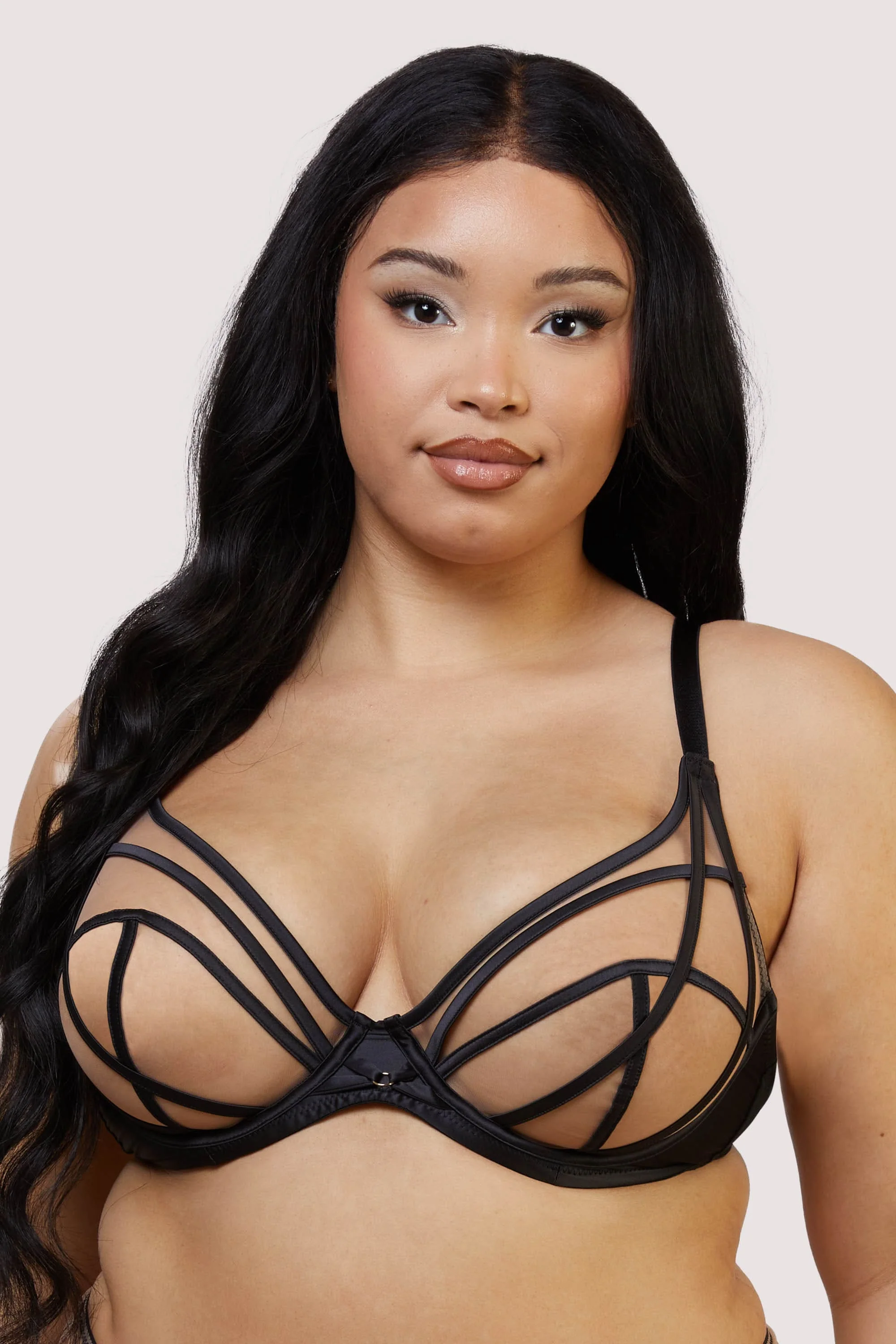 Ramona Black Mesh Plunge Bra - Image 5