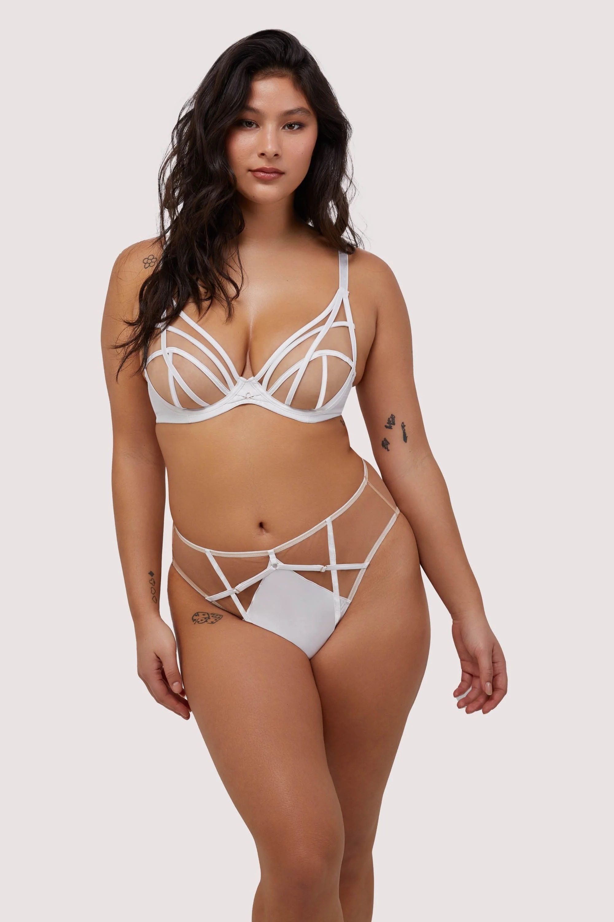 Ramona Optic White Strap Detail Illusion Mesh Set - Image 12