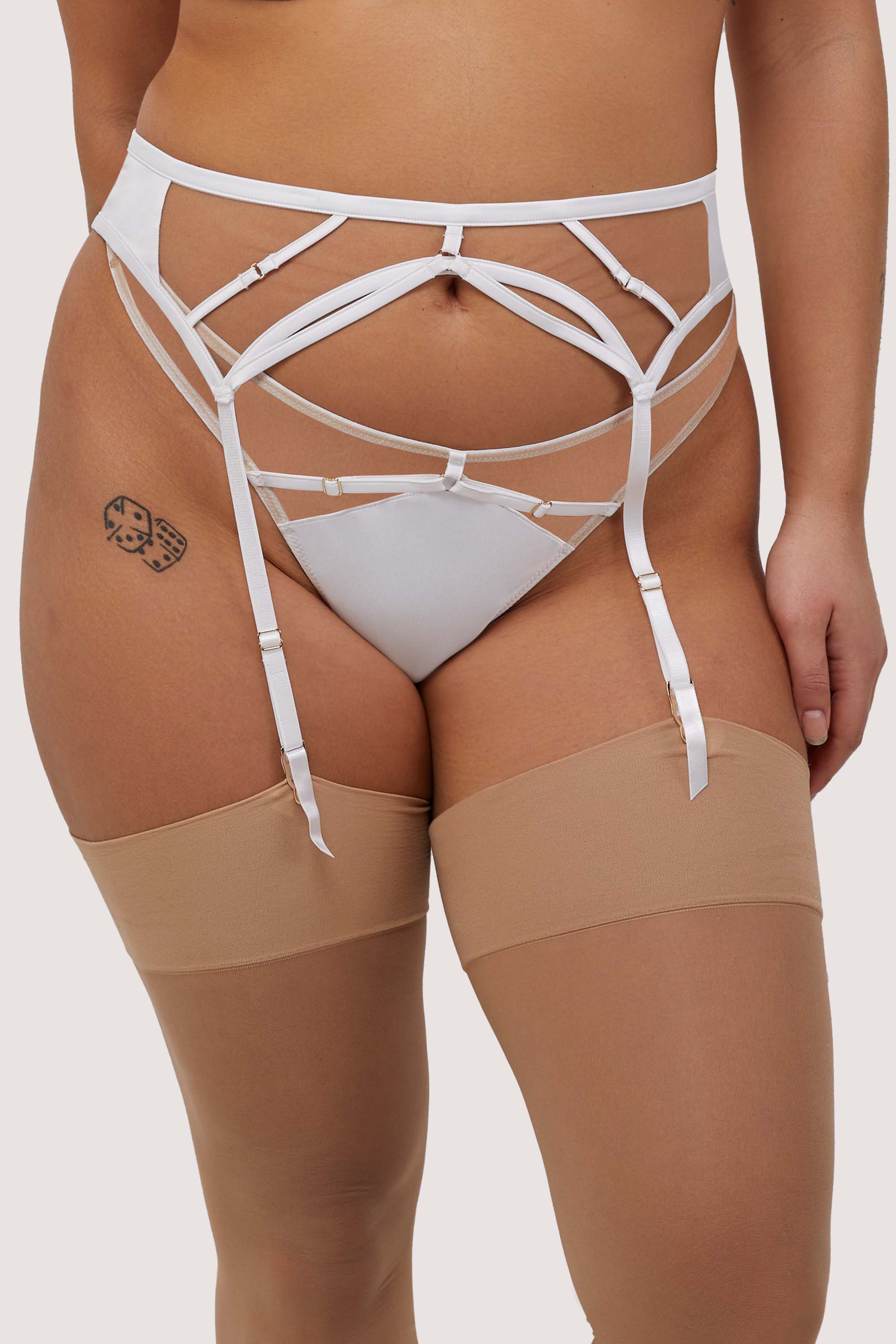 Ramona Optic White Strap Detail Illusion Mesh Set - Image 4