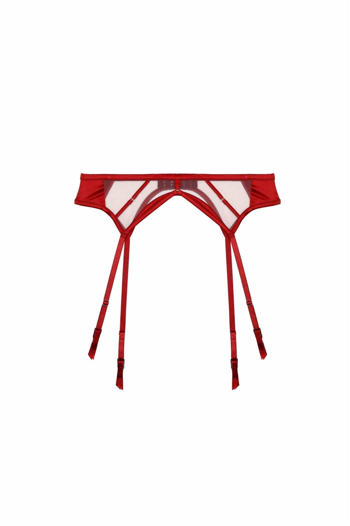 Ramona Ruby Red Strap Detail Illusion Mesh Suspender - Image 5
