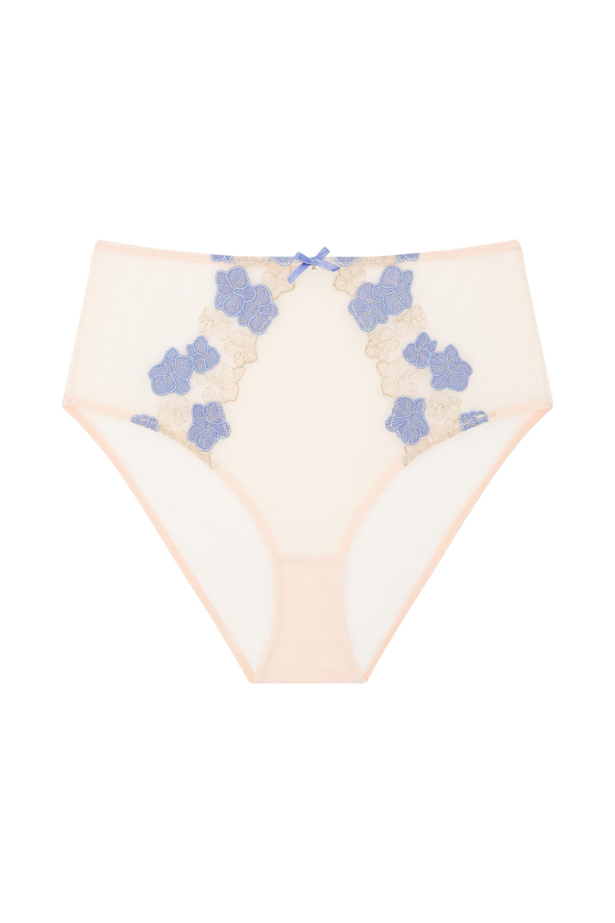 Rayne Gold And Lilac Satin Floral Embroidered High Waisted Brief - Image 7