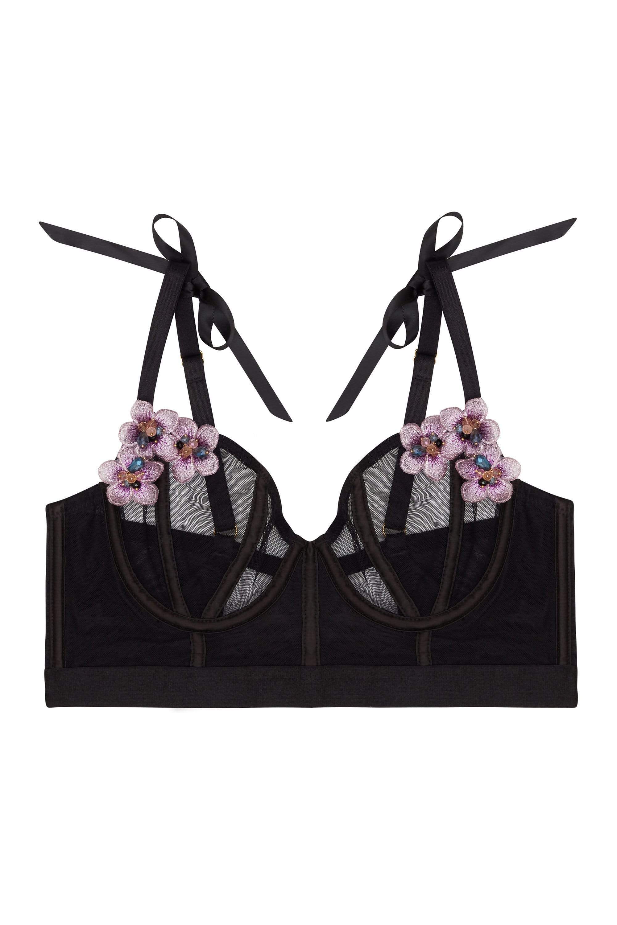 Regalia Colette Flower Applique Longline Mesh Bra - Image 3