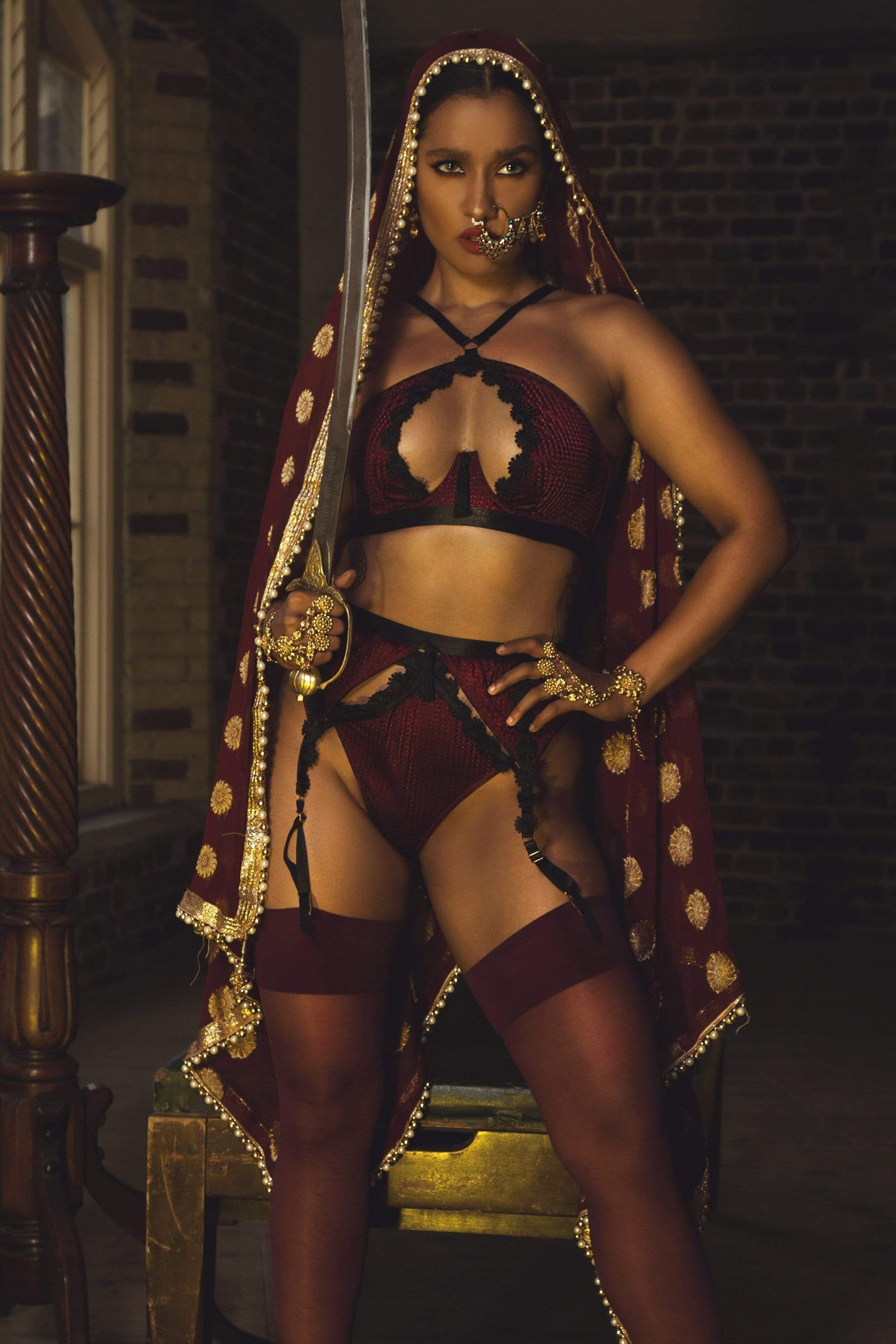 Regalia Hallie Wine & Black Lace Bra - Image 2