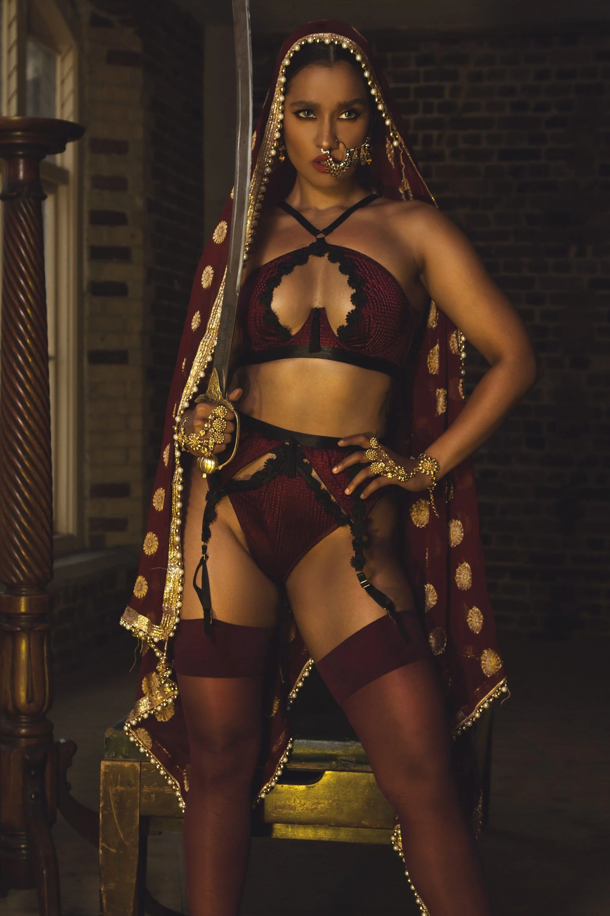 Regalia Hallie Wine & Black Lace Thong - Image 3