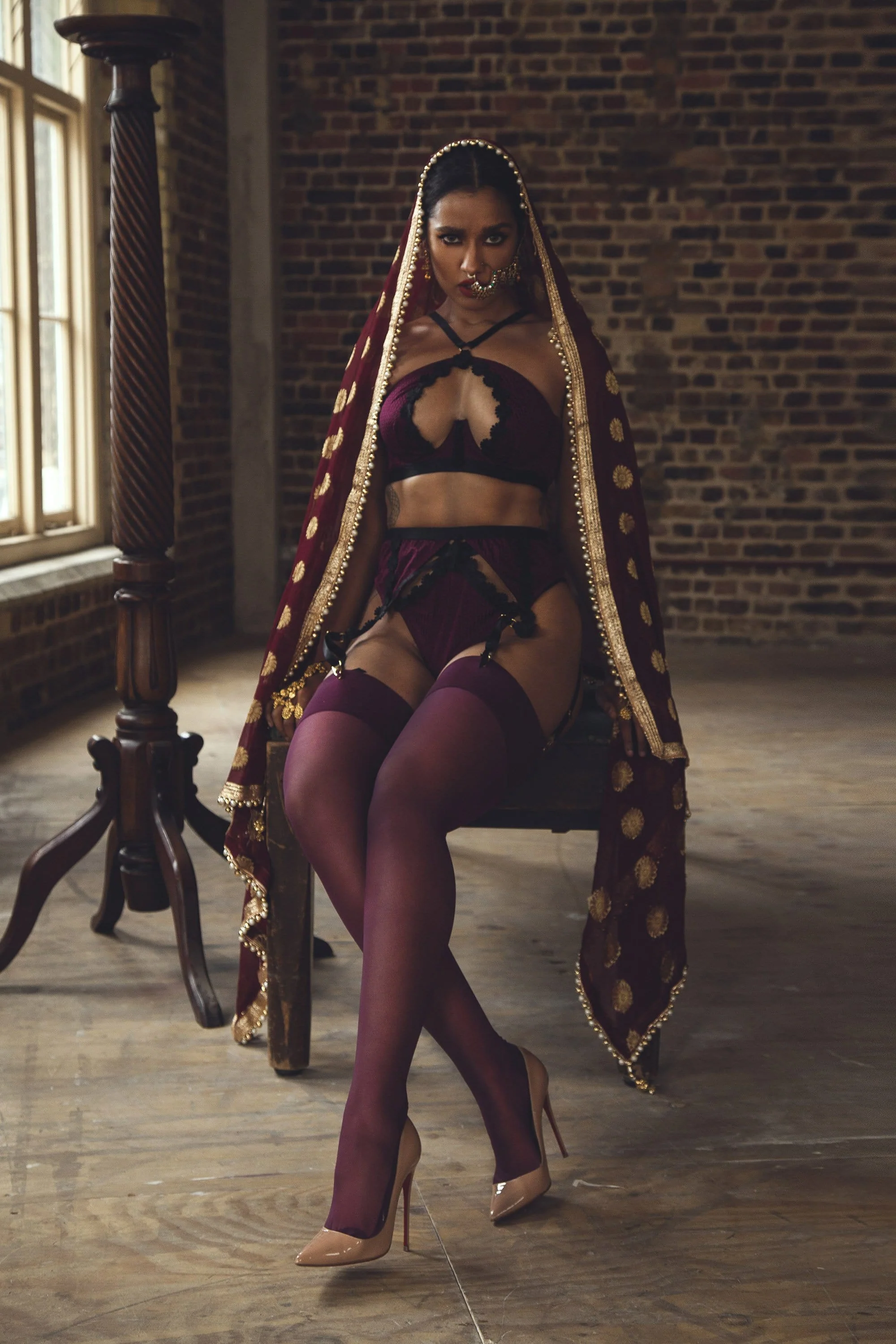 Regalia Hallie Wine & Black Lace Thong - Image 4