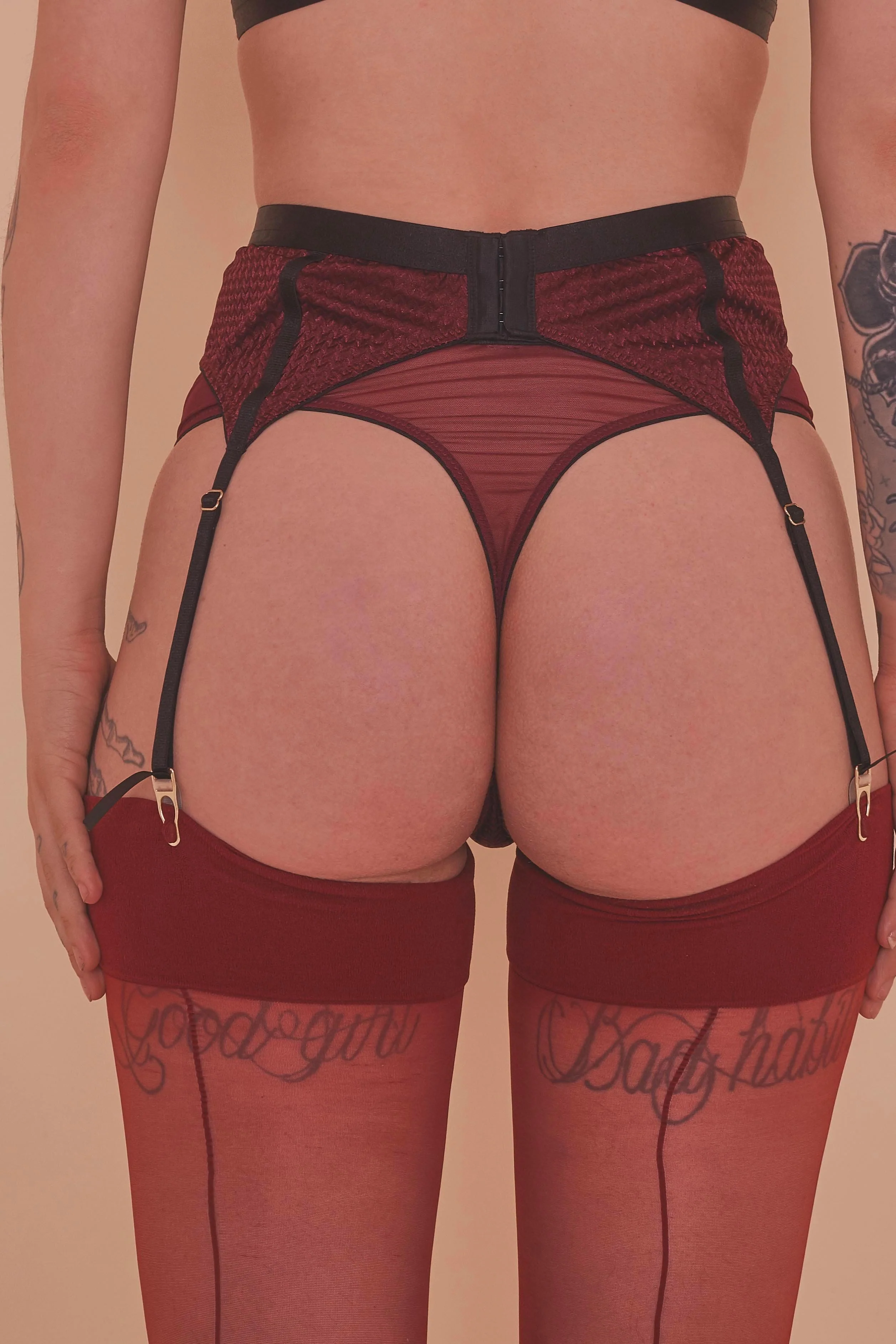 Regalia Hallie Wine & Black Lace Suspender - Image 5