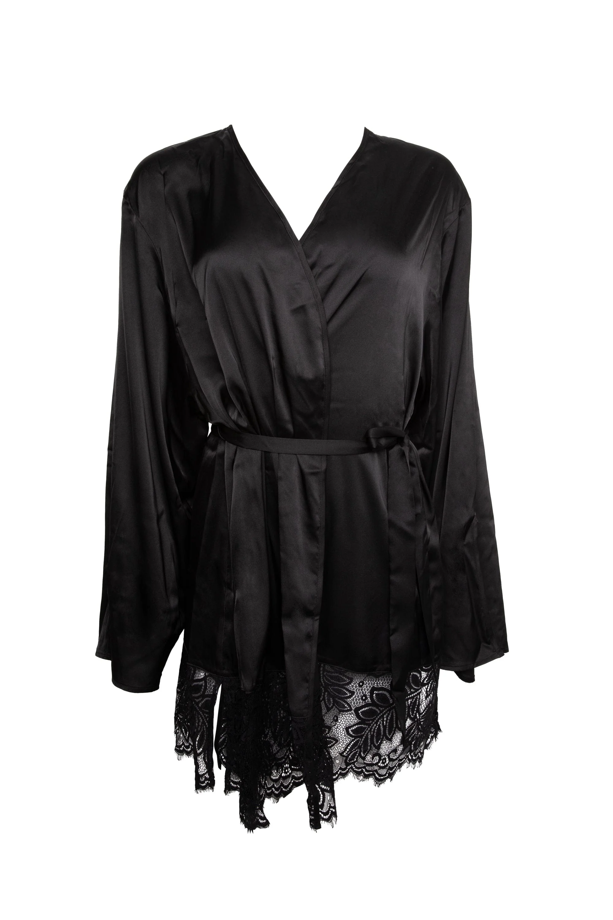 Rosie Black Satin and Lace Robe - Image 5