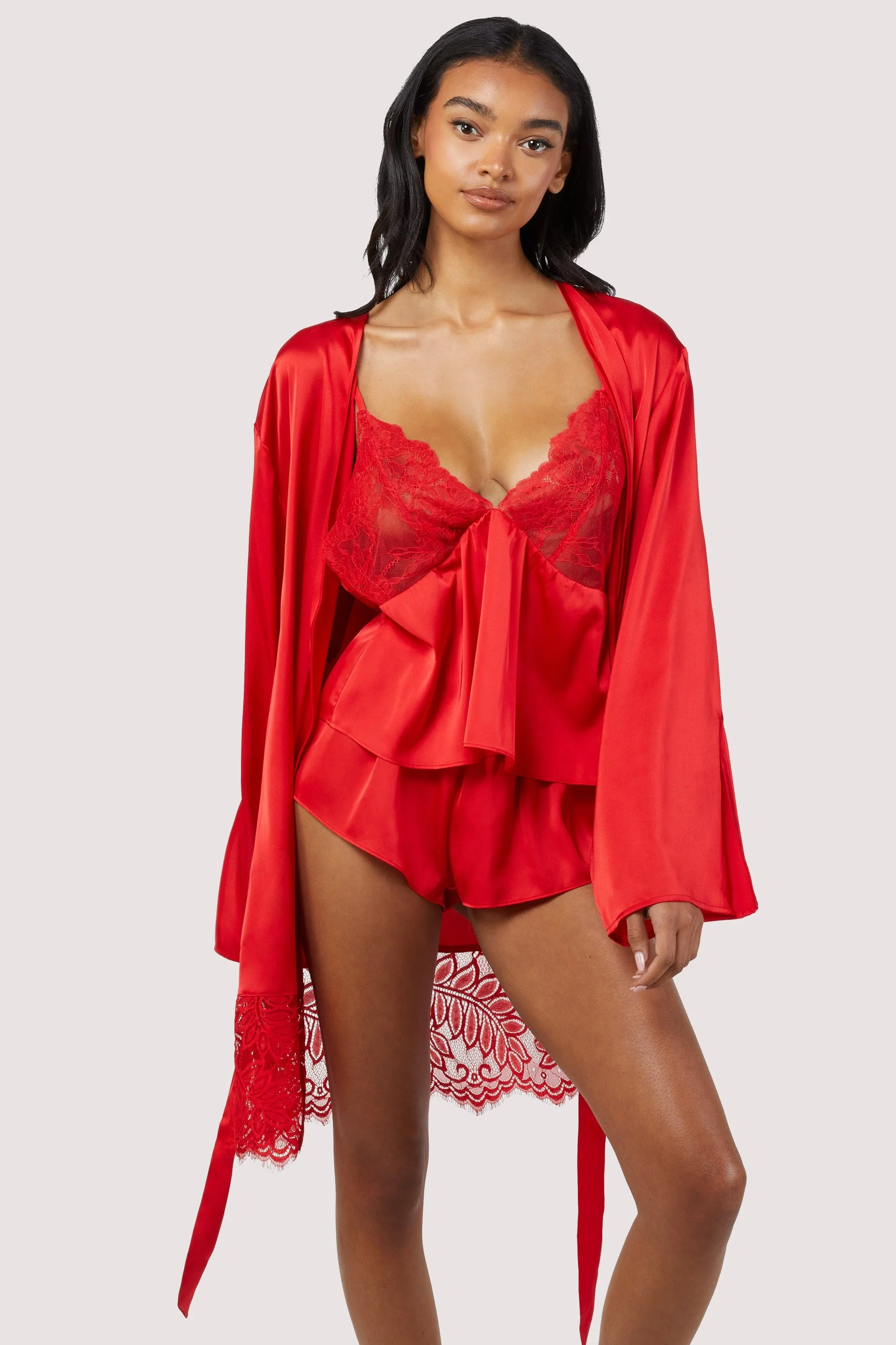 Rosie Red Satin and Lace Cami & Short Set - Image 5