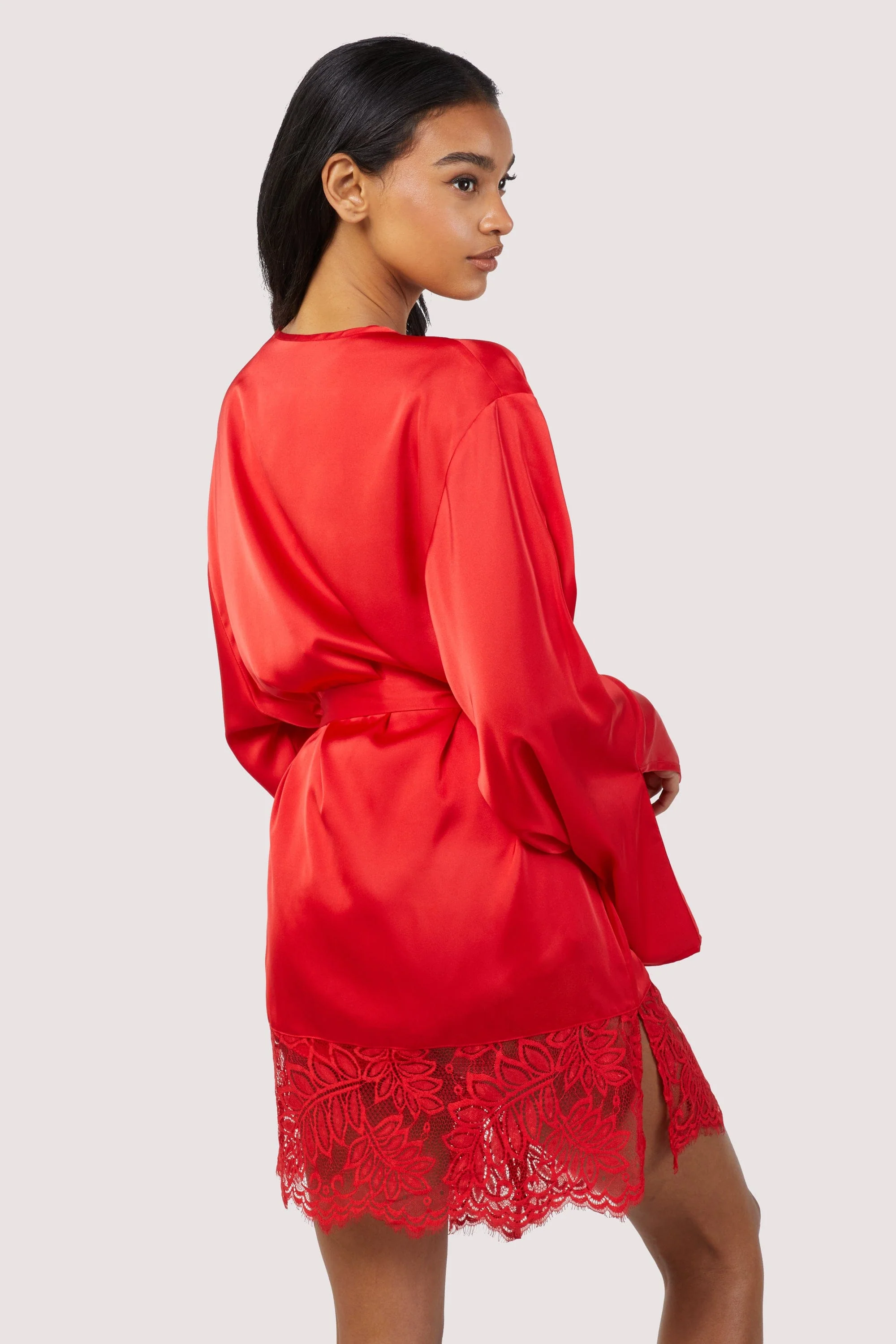 Rosie Red Satin and Lace Robe - Image 3