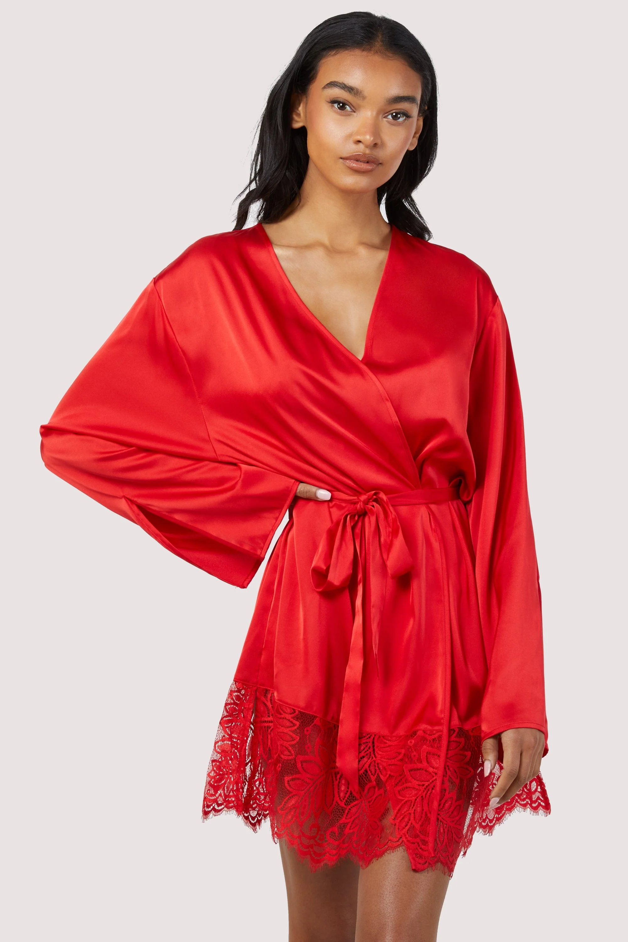 Rosie Red Satin and Lace Robe - Image 4