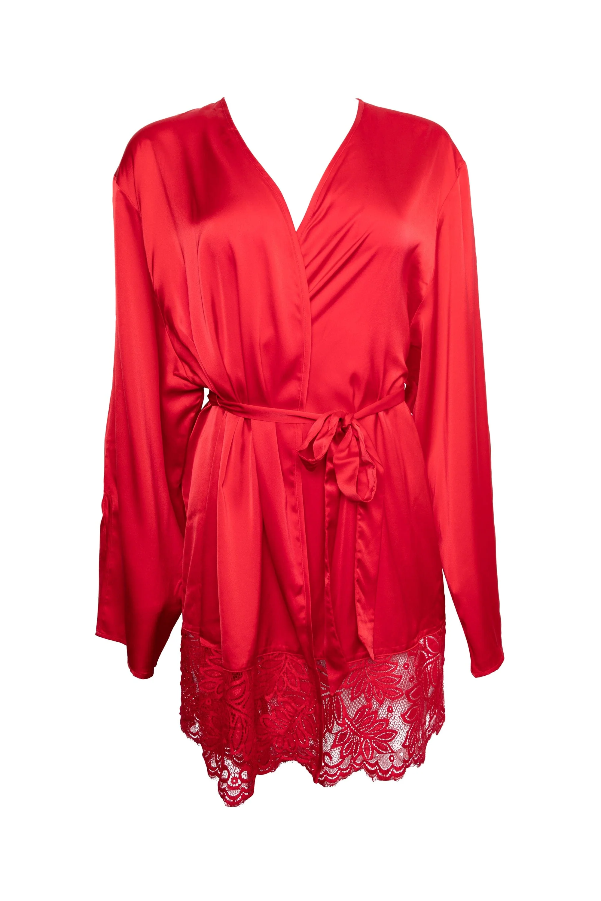 Rosie Red Satin and Lace Robe - Image 5