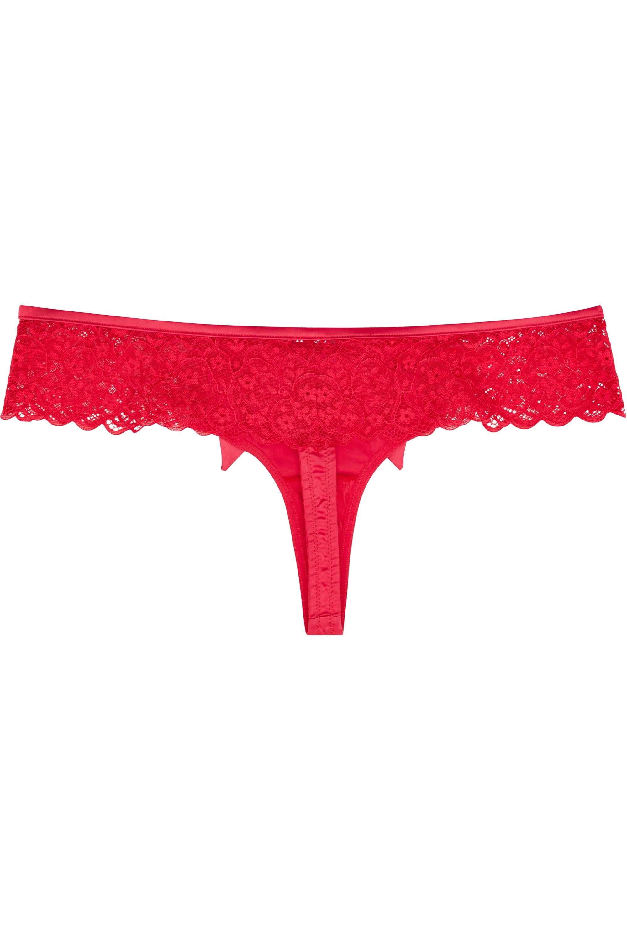 Ruby Pink Satin Crossover Thong - Image 3