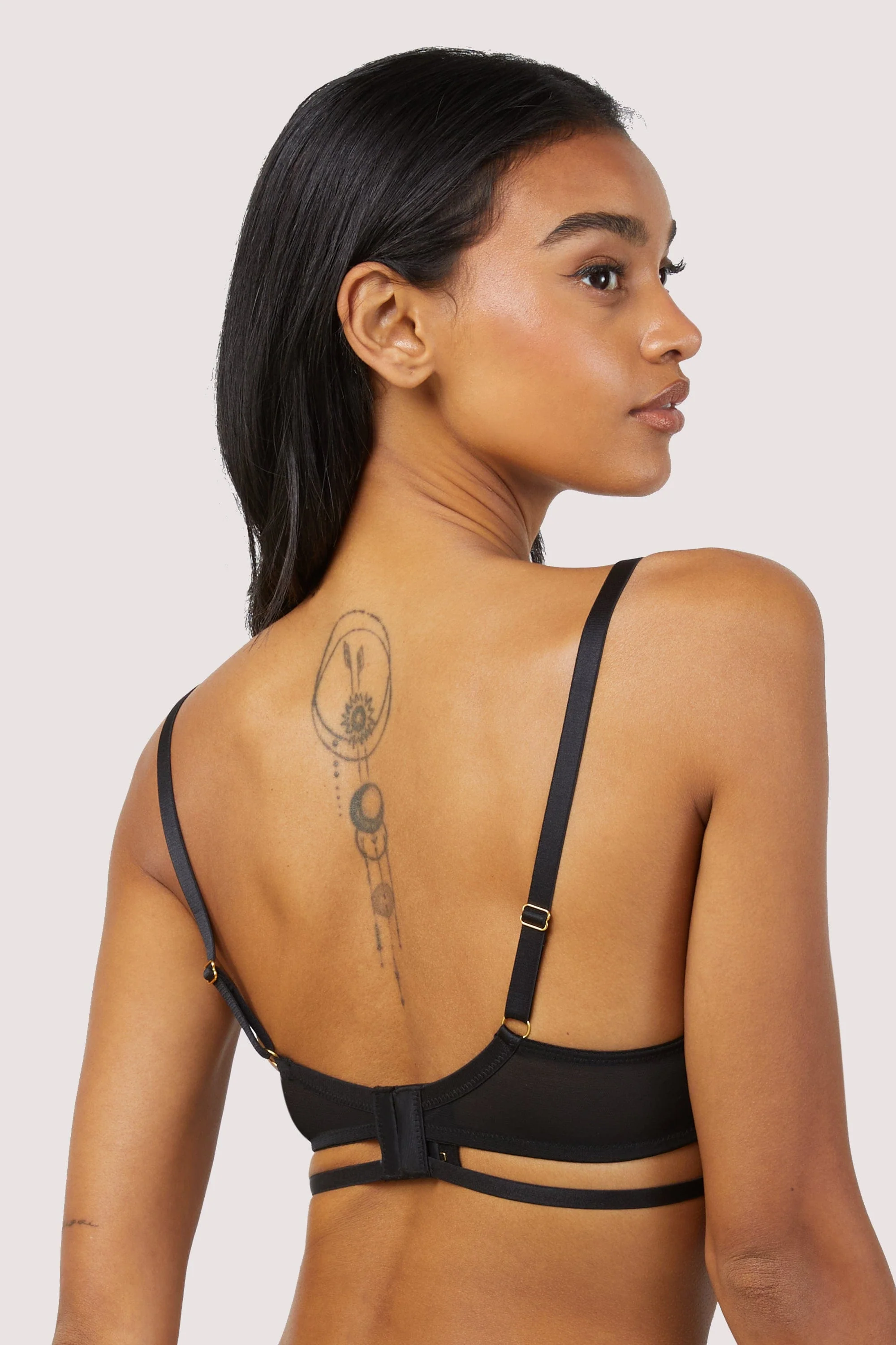 Sarah Black Open Cup Strappy Bra - Image 4