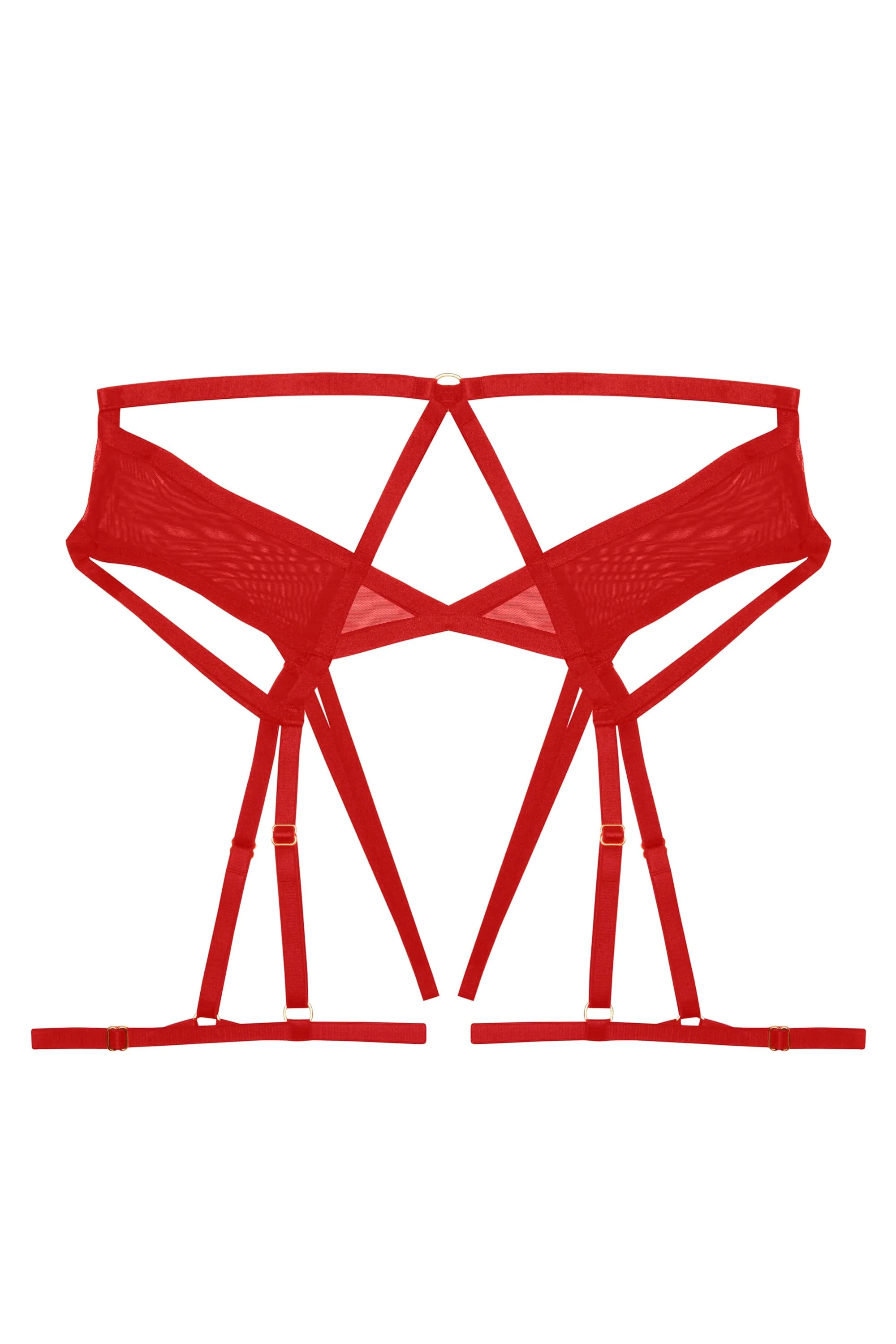 Sarah Red Strappy Ouvert Suspender Brief - Image 4