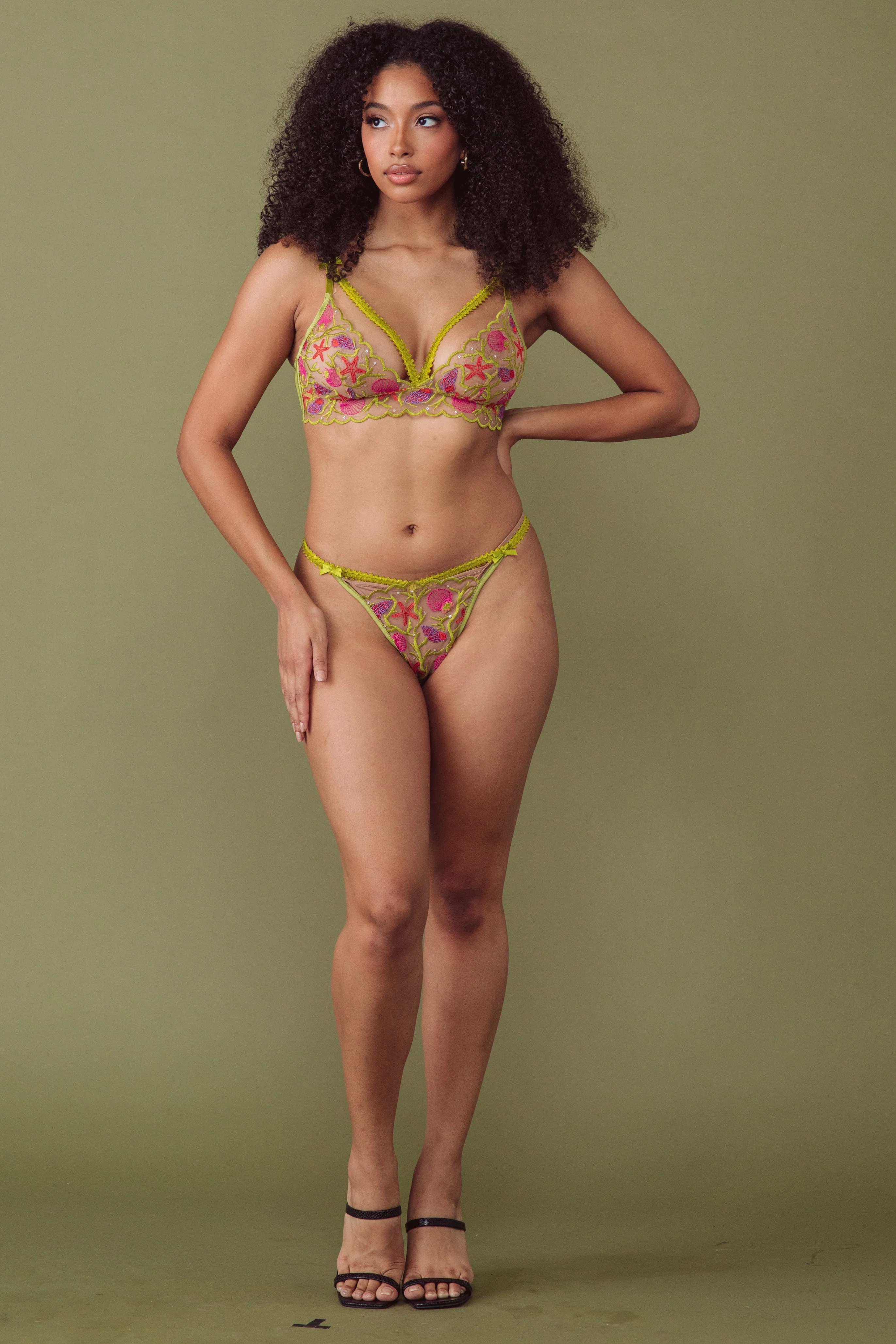 Sequin Shell Embroidery Thong - Image 2
