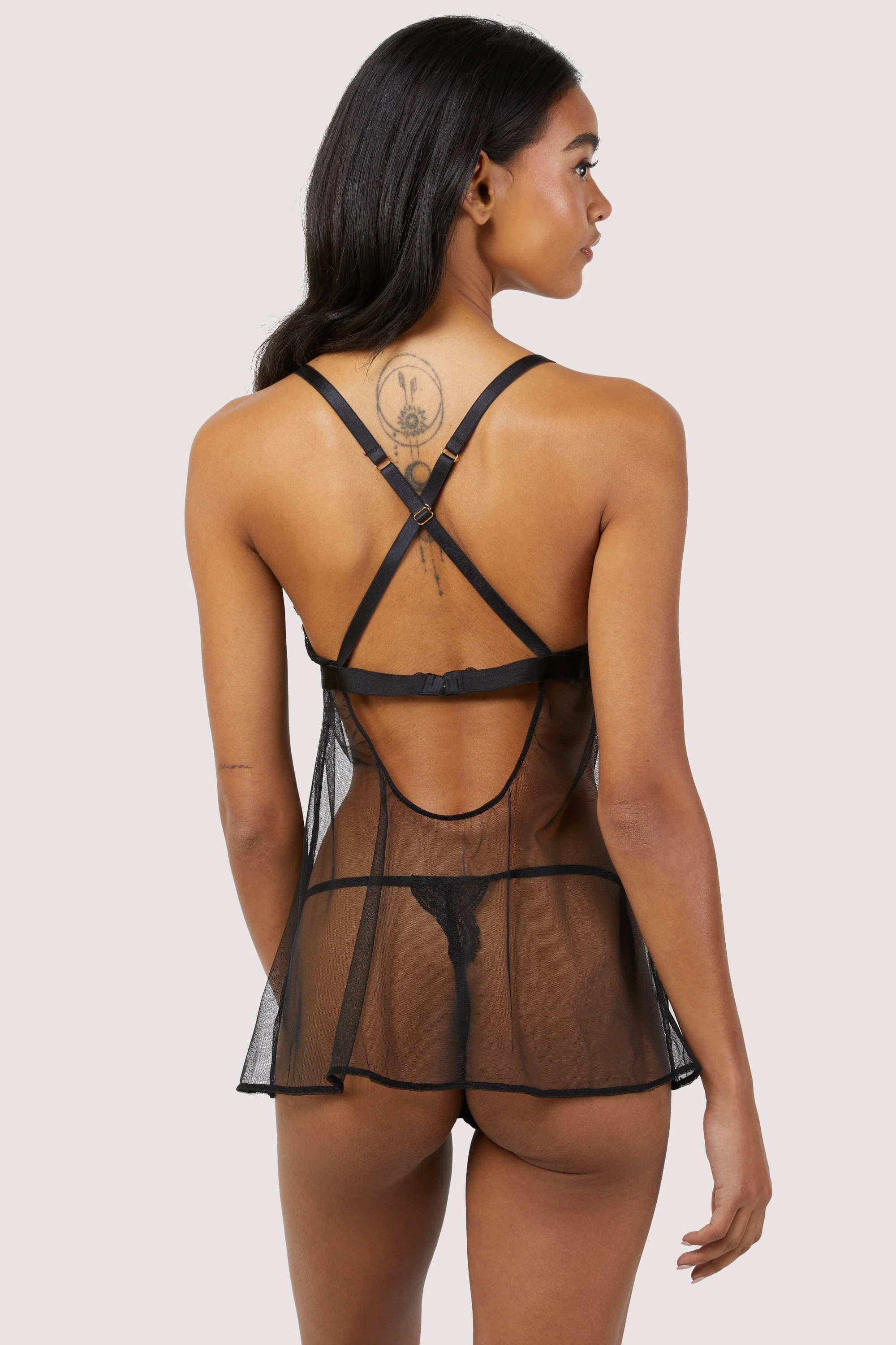 Shay Black Lace Triangle Peep Babydoll - Image 4