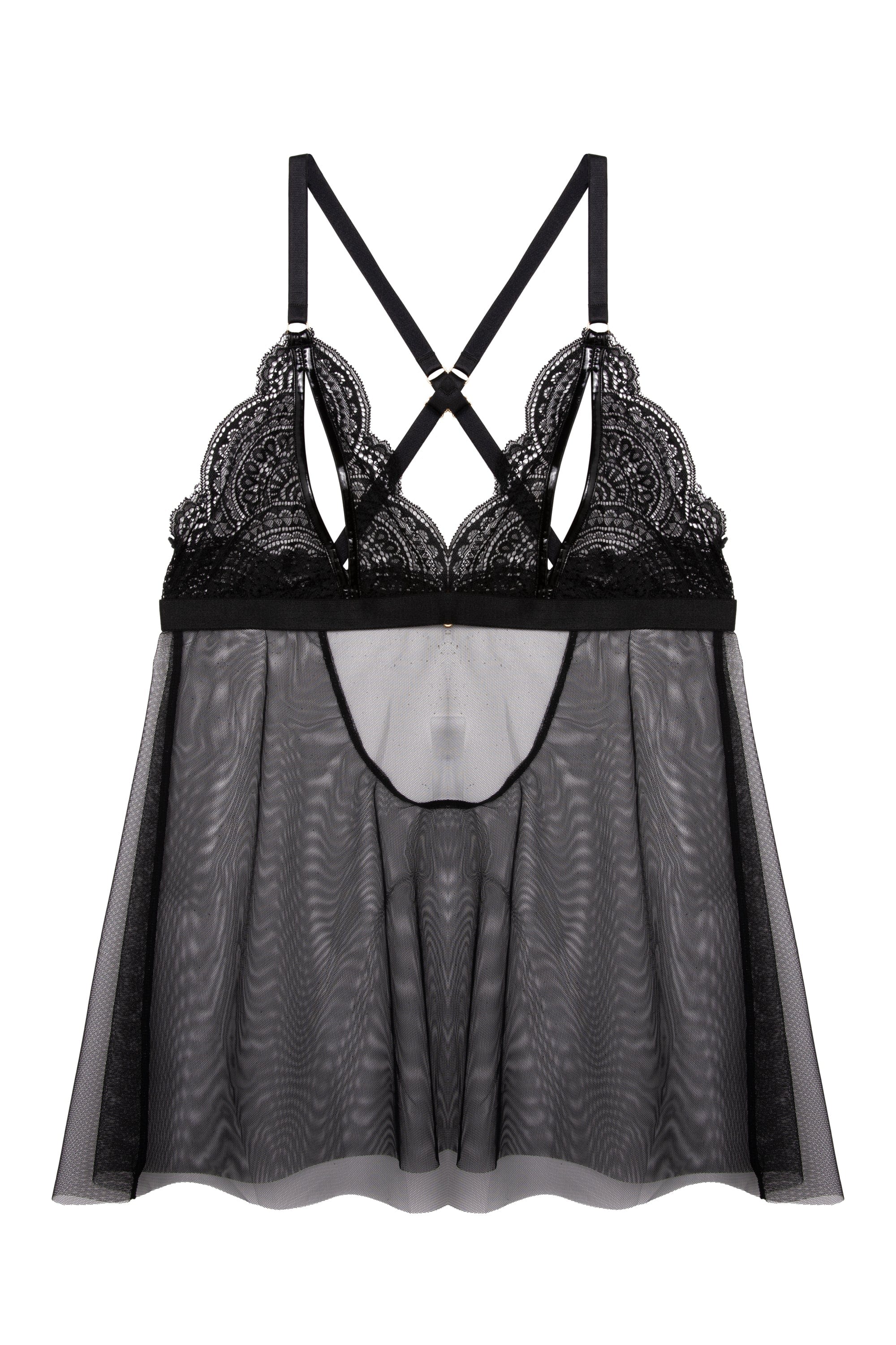 Shay Black Lace Triangle Peep Babydoll - Image 7