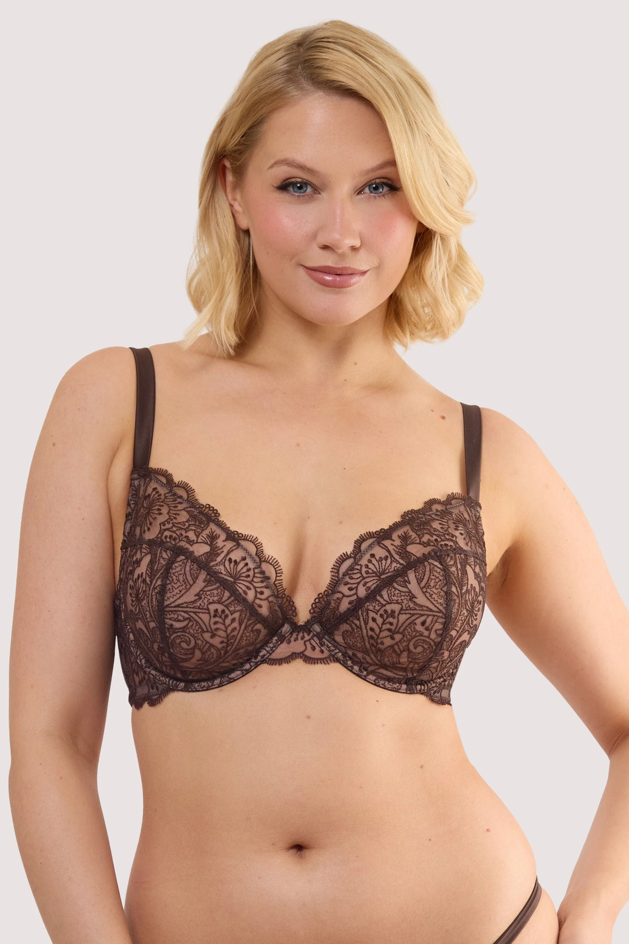 Sierra Brown Embroidery Plunge Bra - Image 2