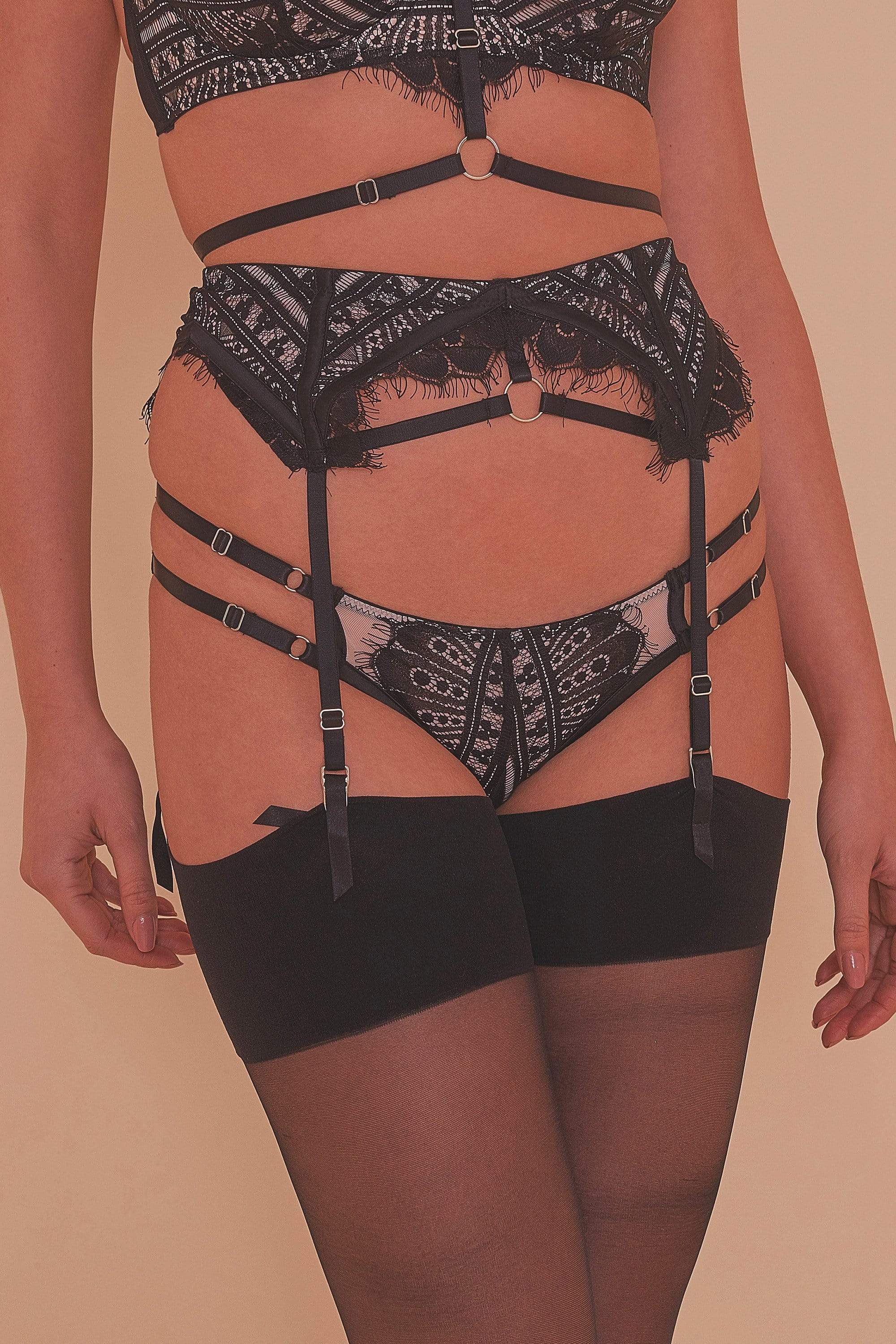 Sky Pearl Lace Harness Suspender Belt - Image 3