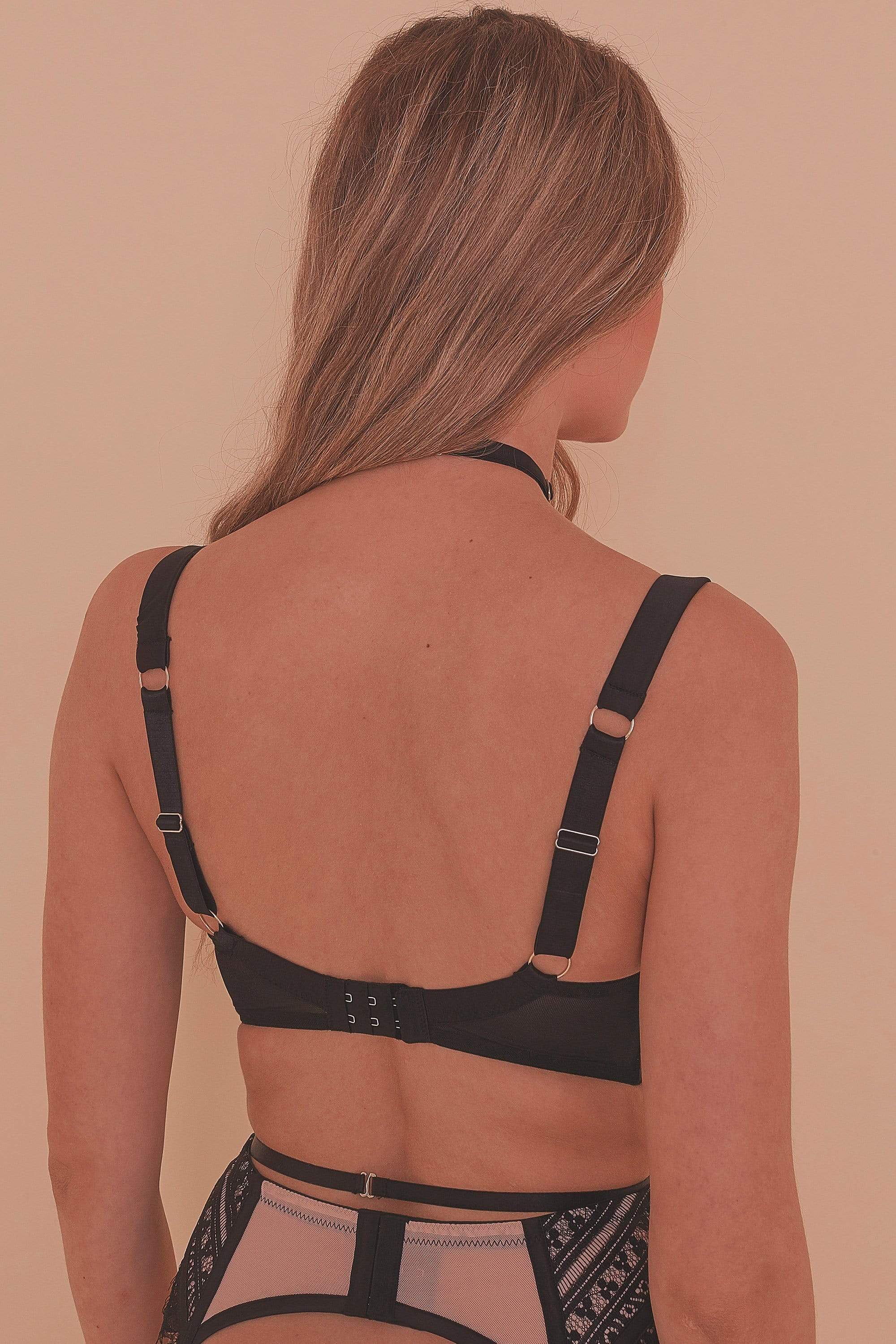 Sky Pearl Quarter Cup Lace Harness Bra - Image 13