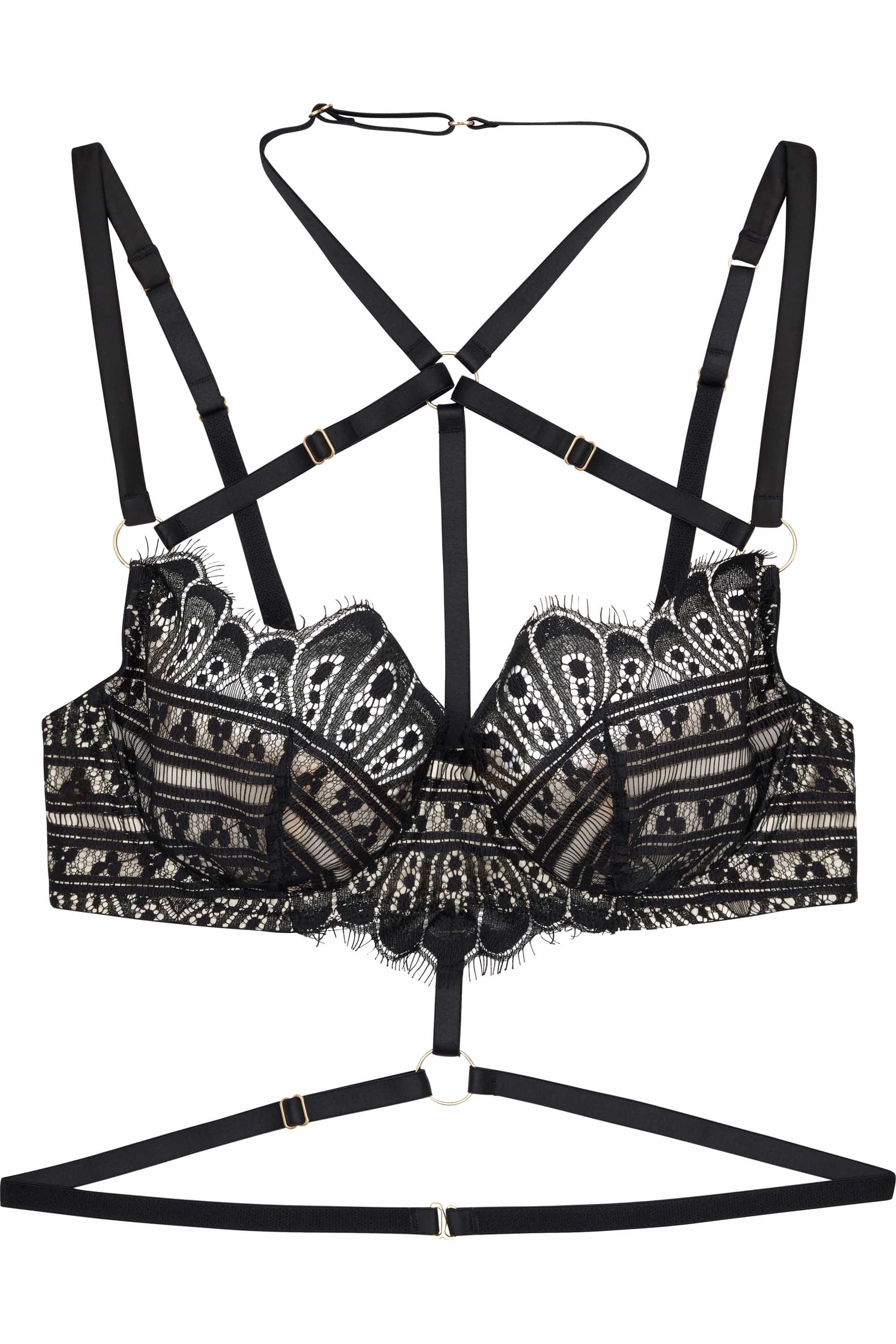 Sky Pearl Quarter Cup Lace Harness Bra - Image 2