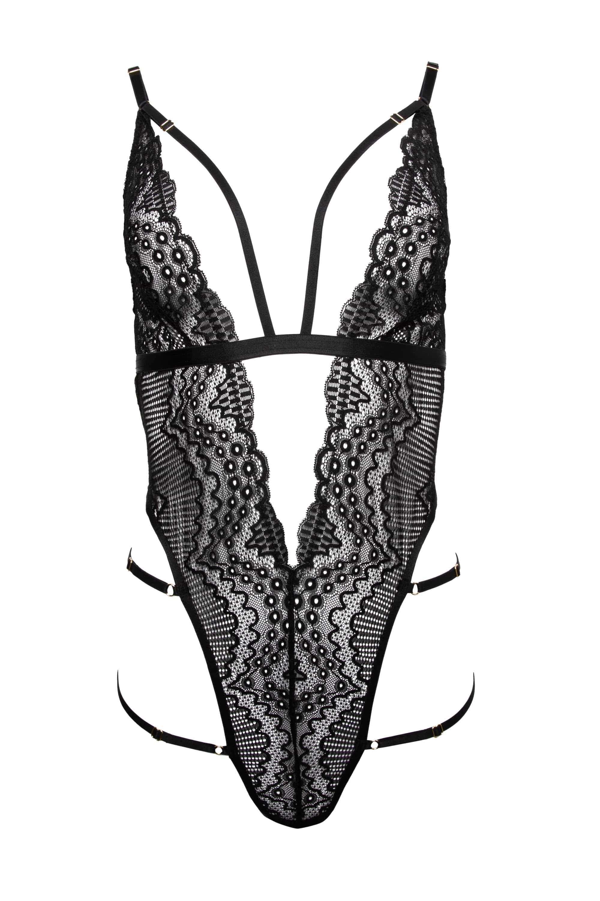 Skylar Black Rose Lace and Mesh Triangle Body - Image 7