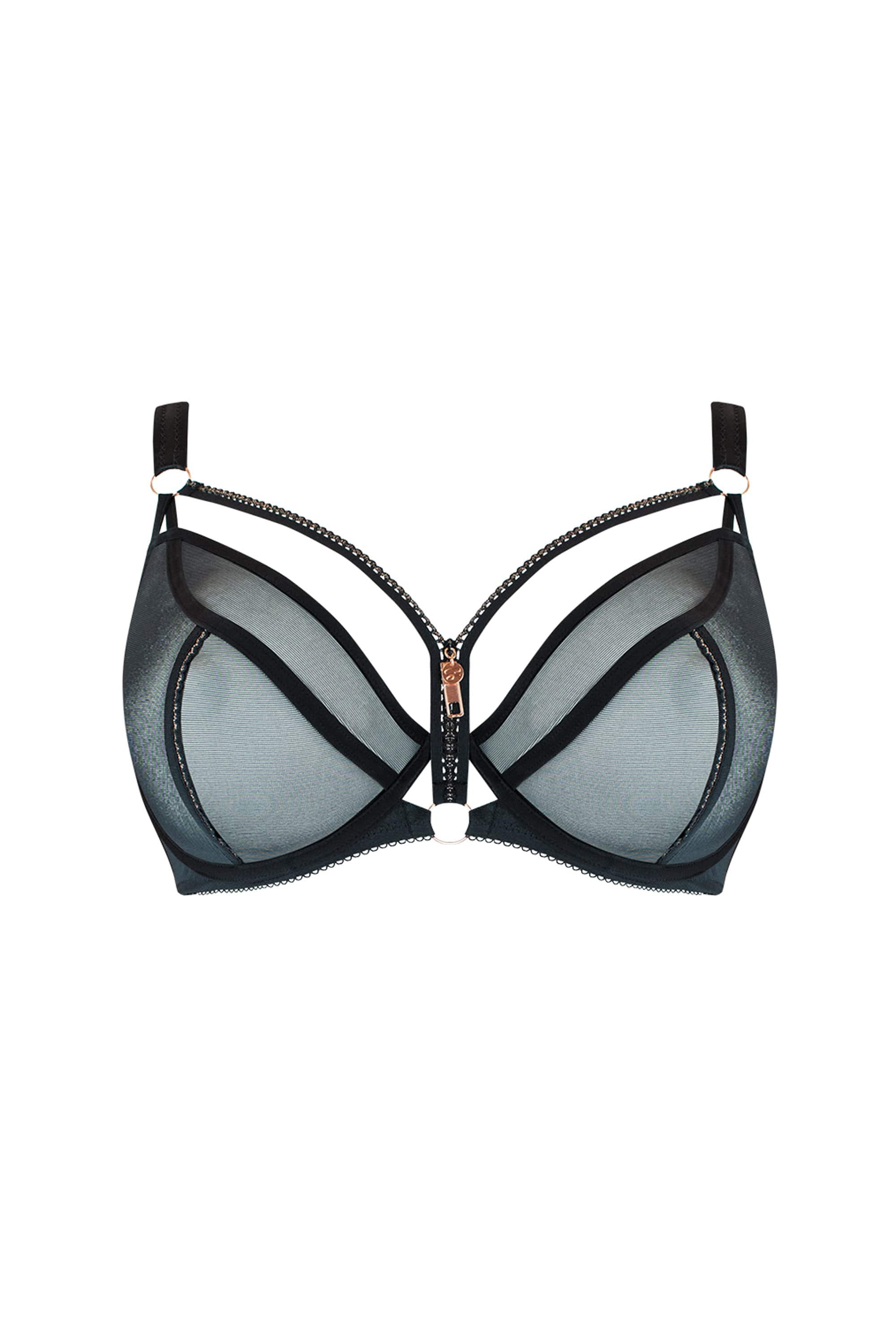Unzipped Black Plunge Bra - Image 5