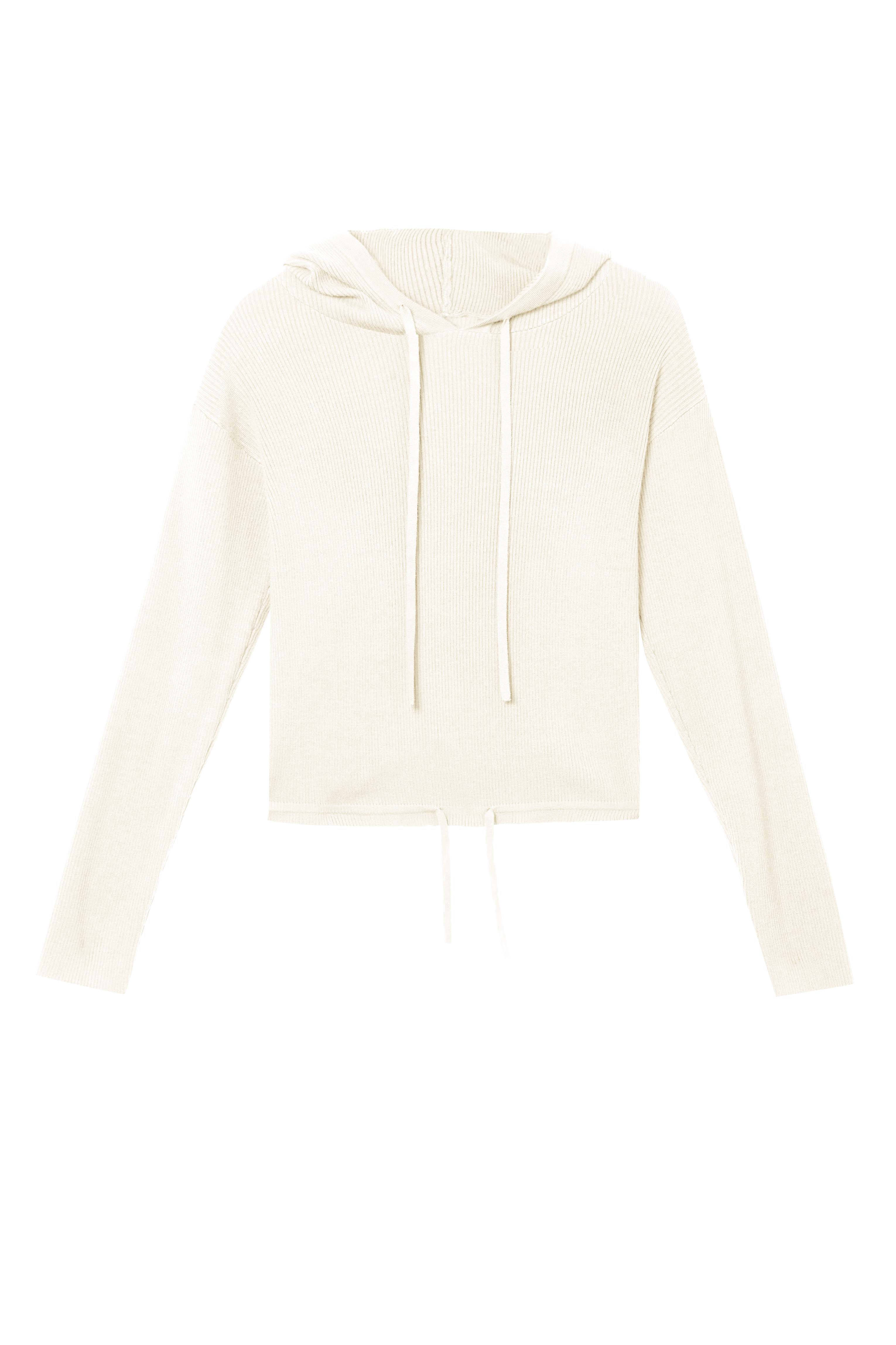 Lounge Ivory Knitted Rib Cropped Hoodie - Image 3
