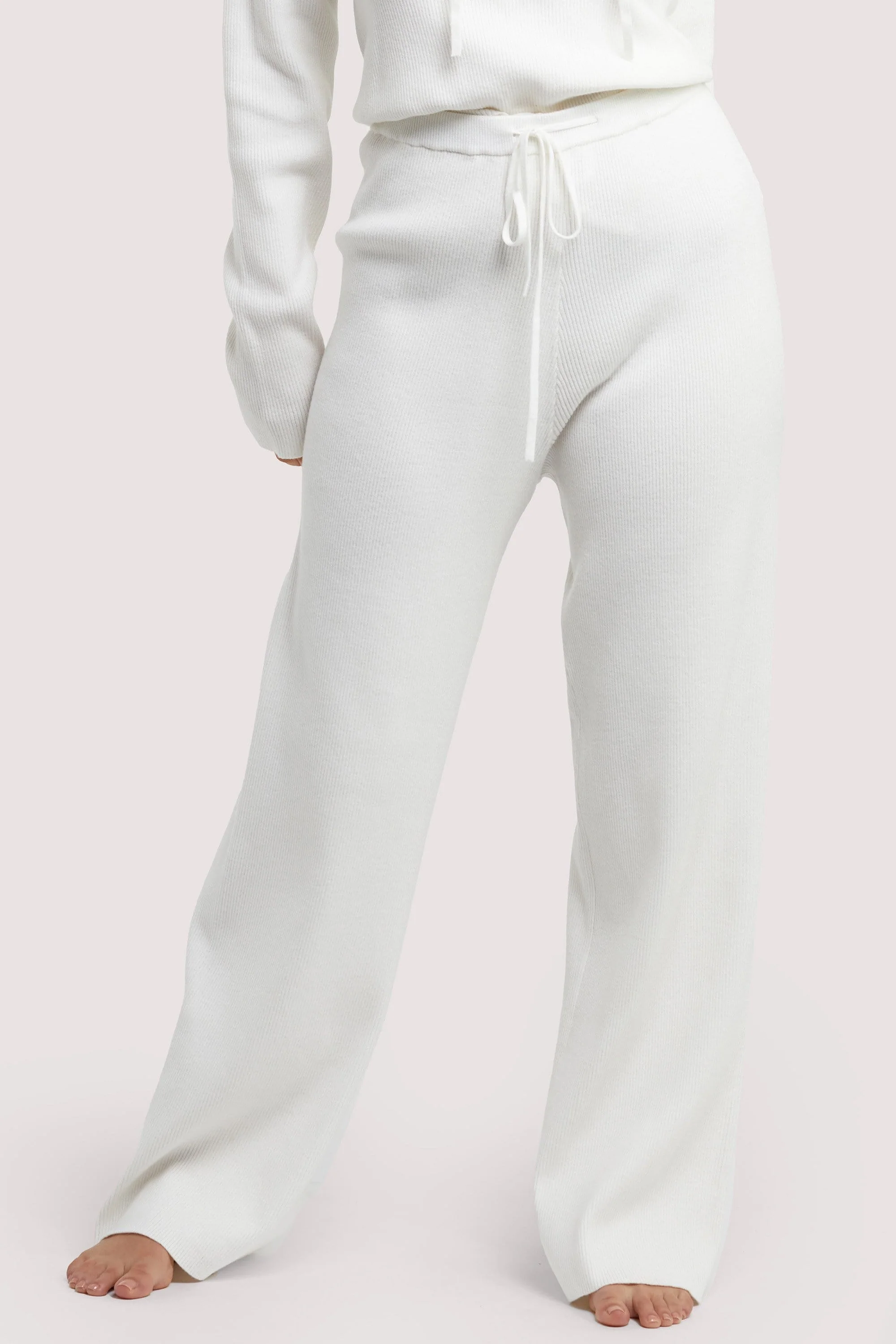 Lounge Ivory Knitted Rib Trousers - Image 4