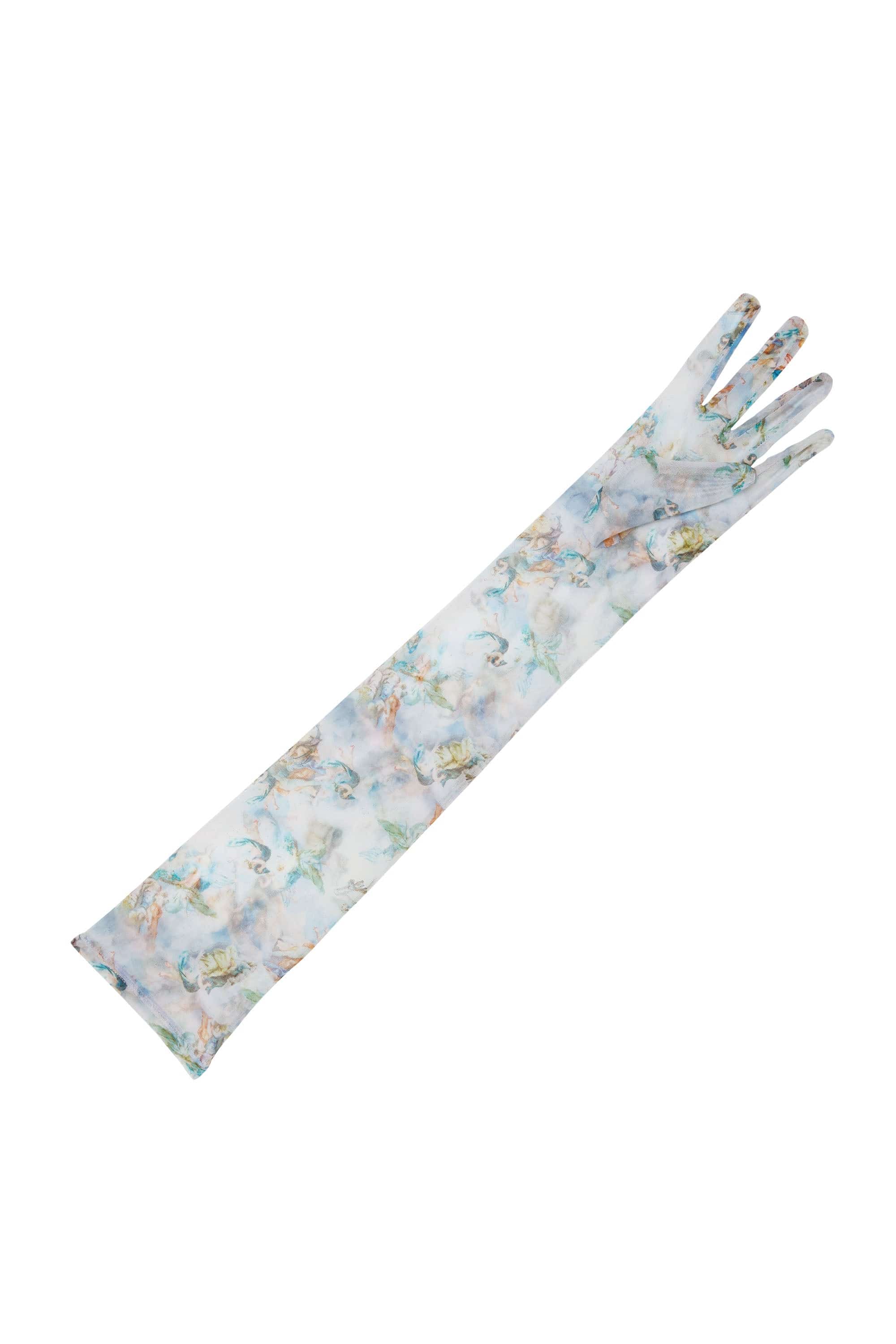 Talia Renaissance Printed Mesh Opera Gloves - Image 4