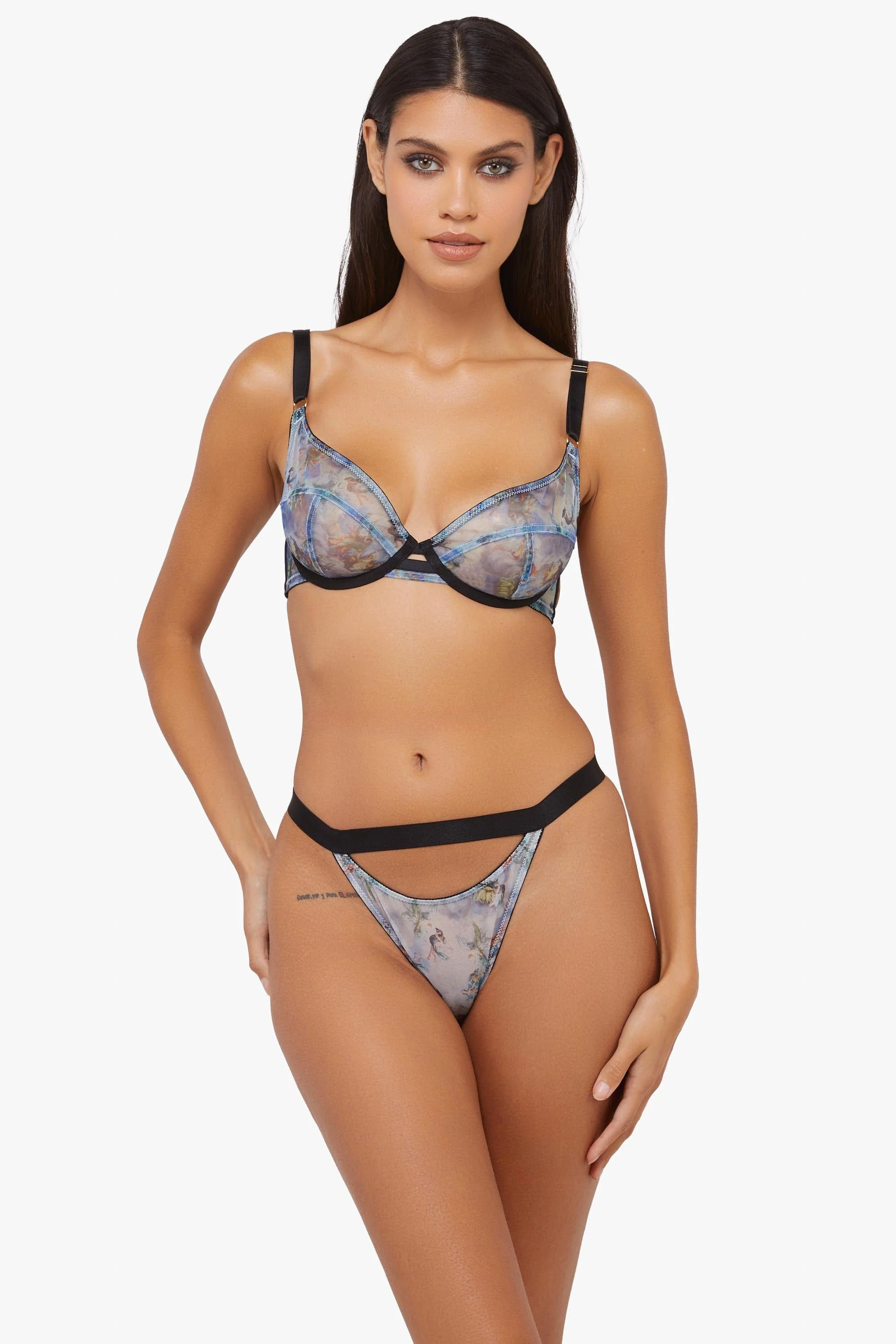 Talia Renaissance Printed Mesh Thong - Image 3