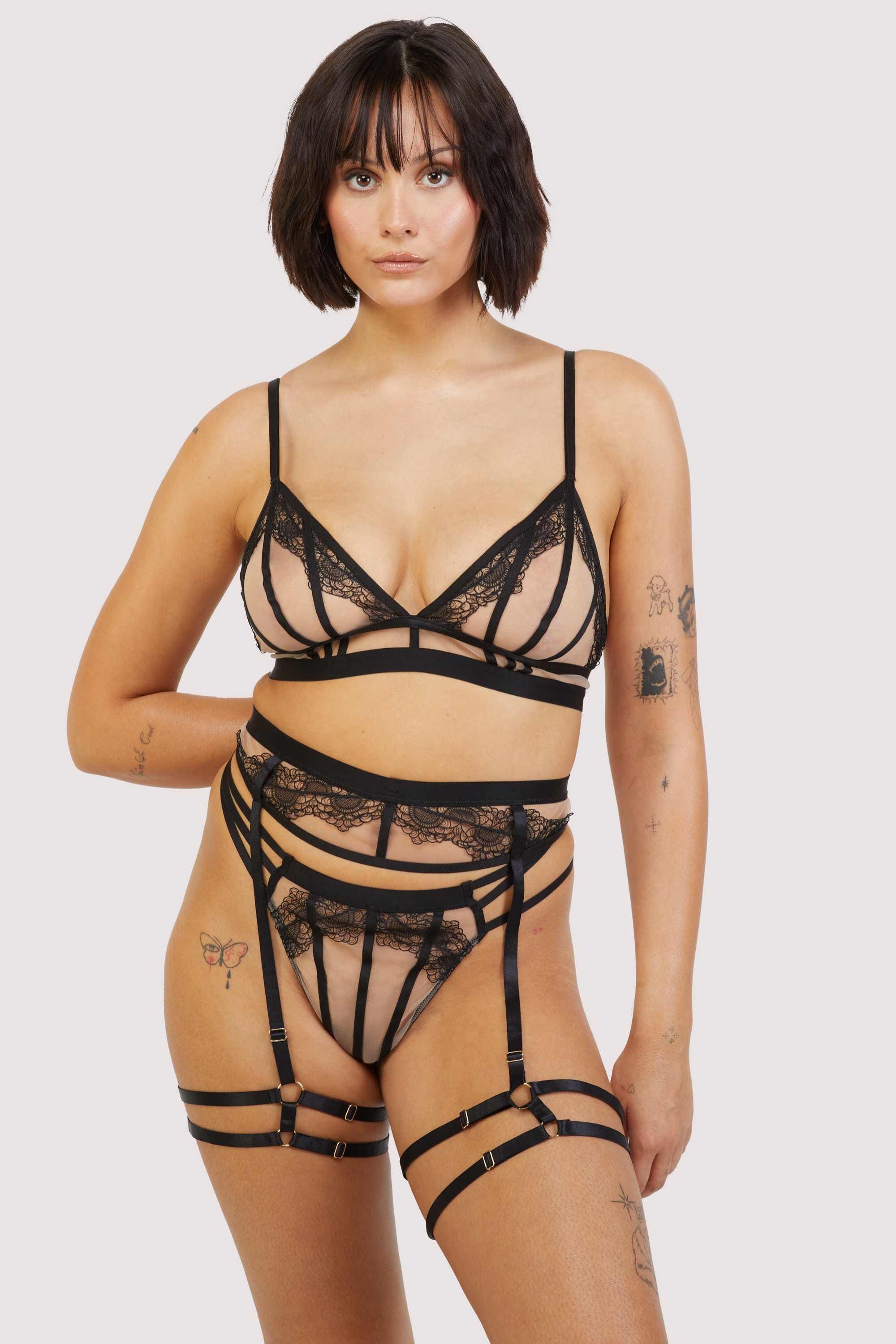 Tasha Black Illusion Mesh Harness Suspender - Image 6