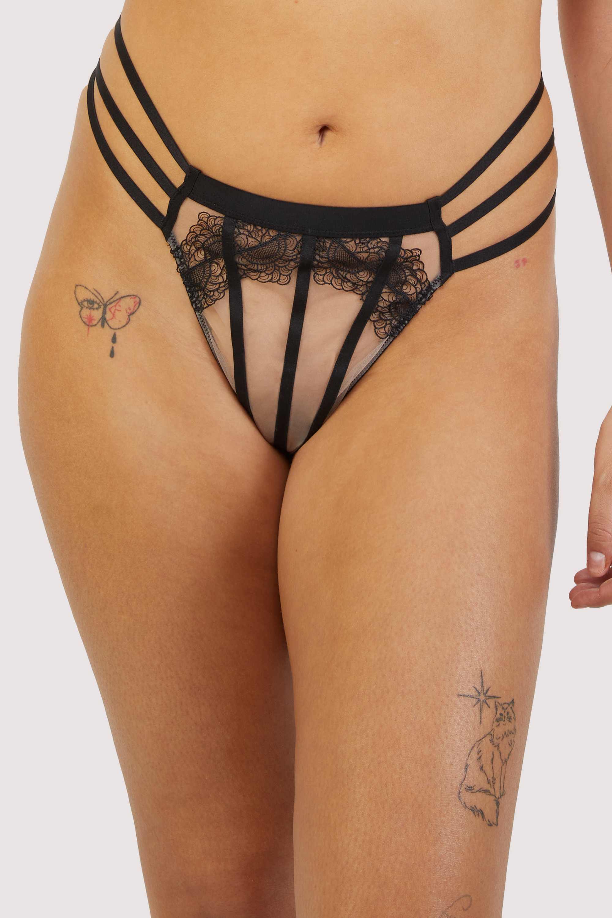 Tasha Black Illusion Mesh Thong - Image 3