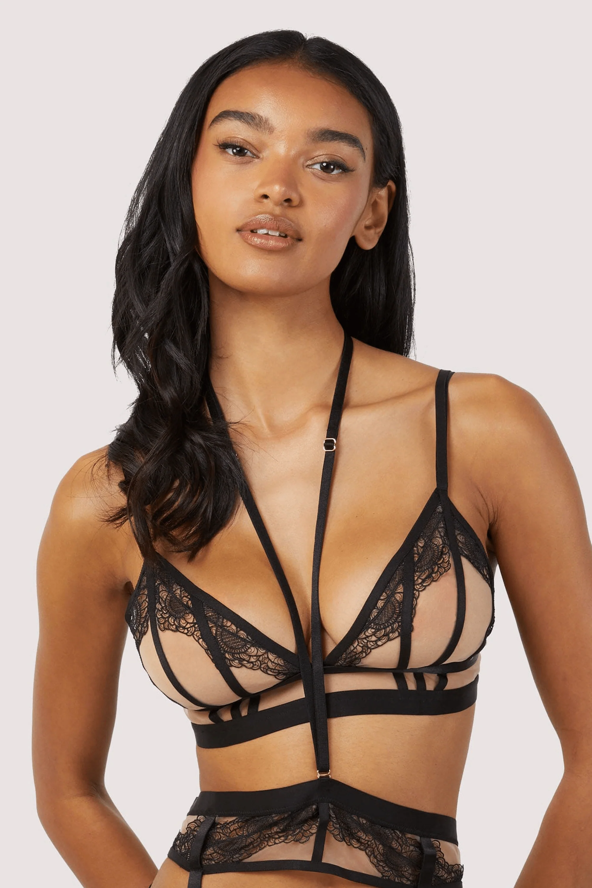 Tasha Black Illusion Mesh Triangle Bra - Image 3