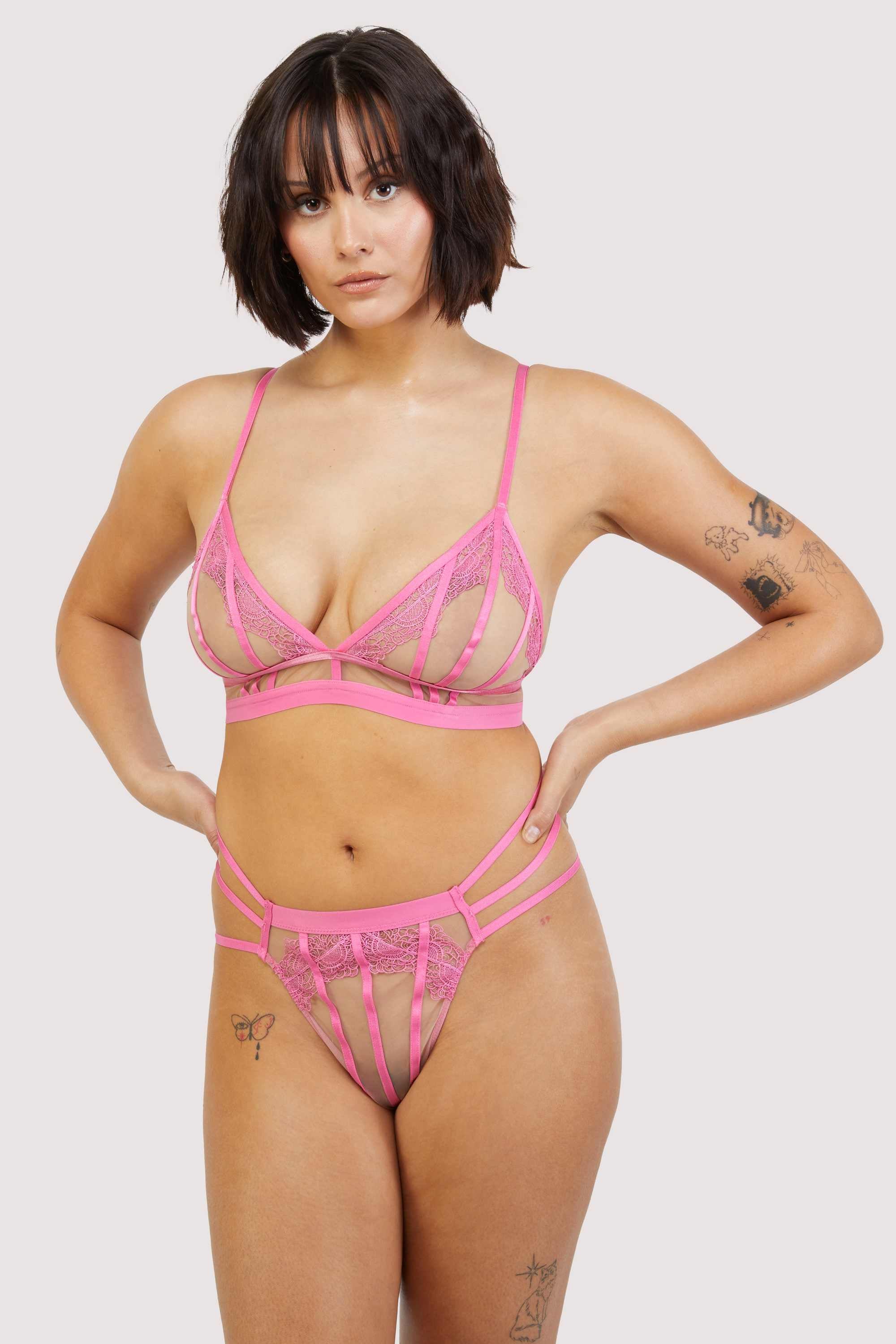 Tasha Pink Illusion Mesh Triangle Bra - Image 6