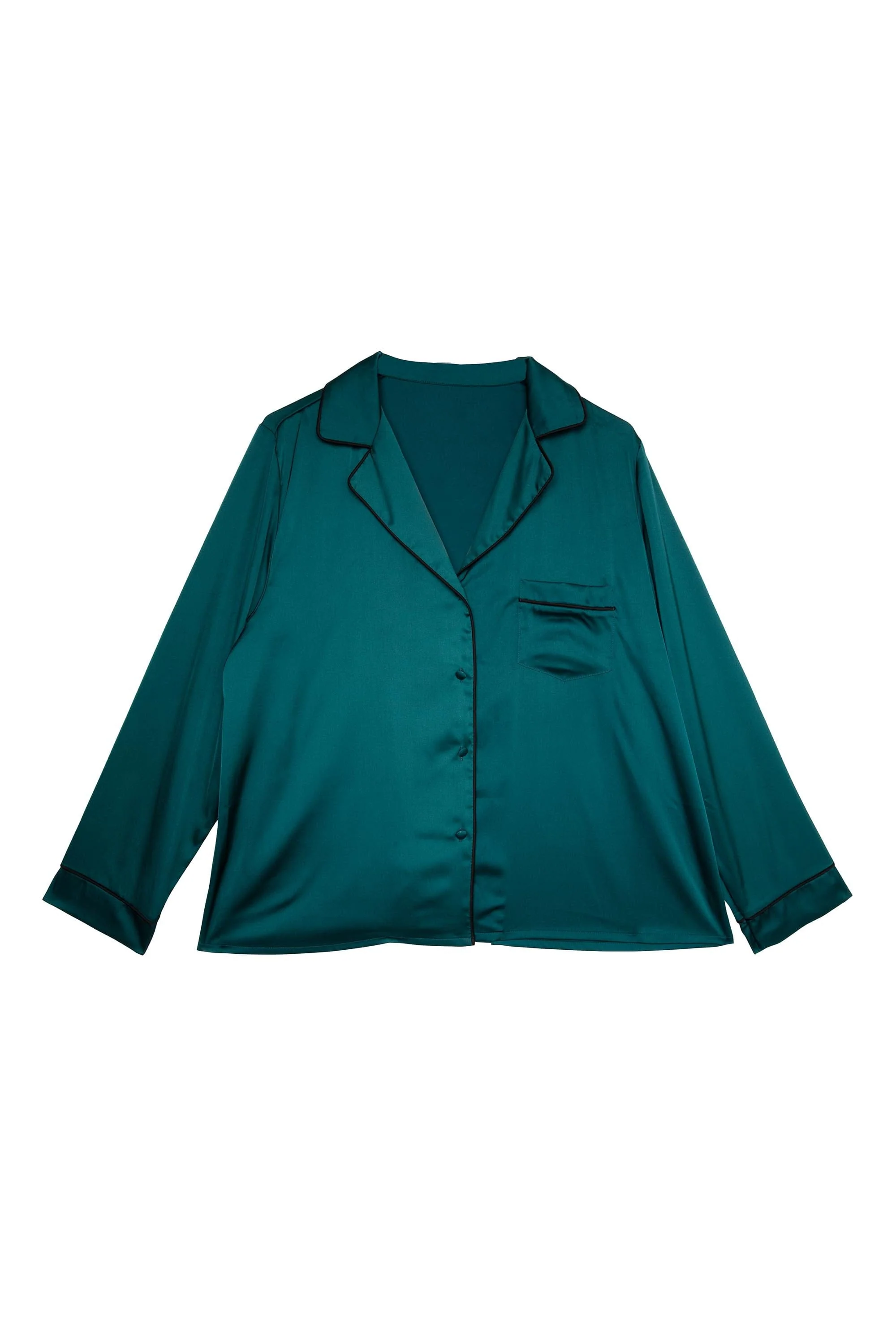 Teal and Black Satin Piping Pyjama Set - Image 6